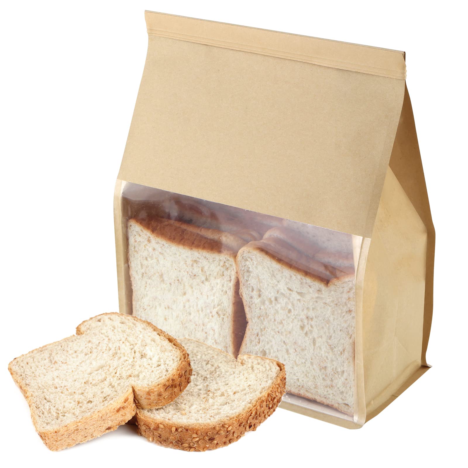 50-Pack Large Brown Bakery Bags with Window - 11.4