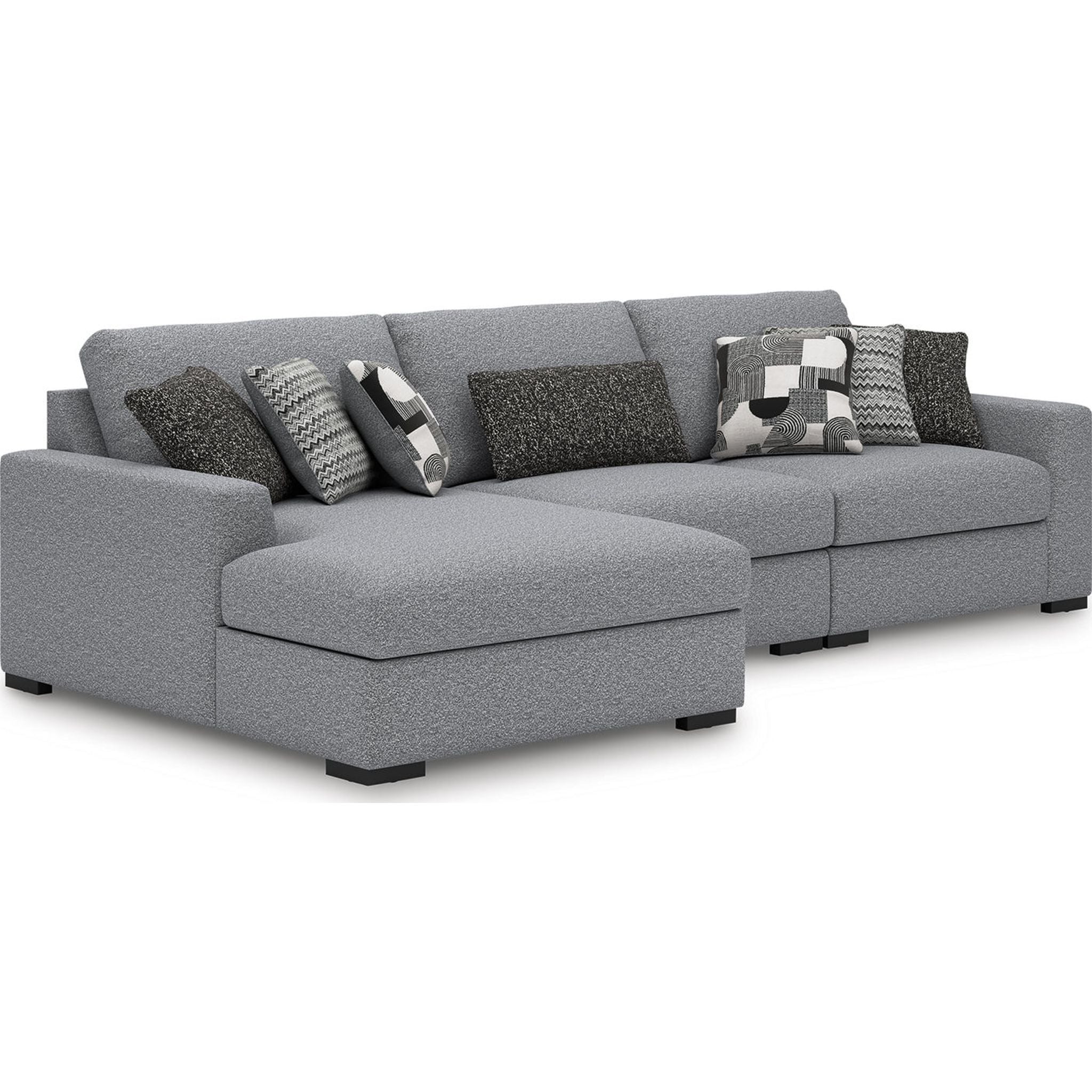Bealton 3-Piece Sectional Sofa with Chaise Lounge - Modern L-Shaped Couch in Salt & Pepper Fabric - Perfect for Living Room, Family Room & Apartment Decor