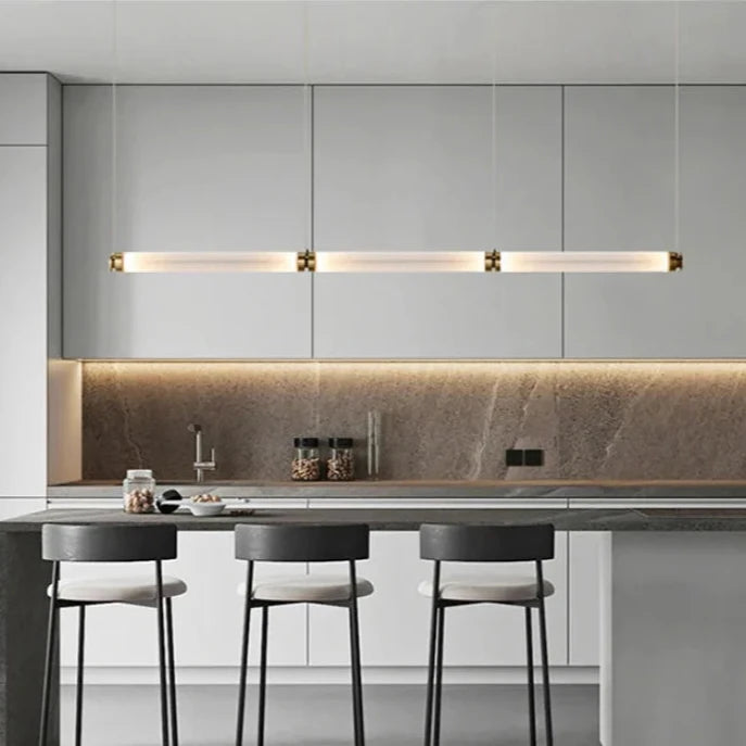 Stellar Orbit Linear LED Minimalist Pendant Light - Modern Dimmable Hanging Fixture for Kitchen Island, Dining Room & Bedroom Lighting