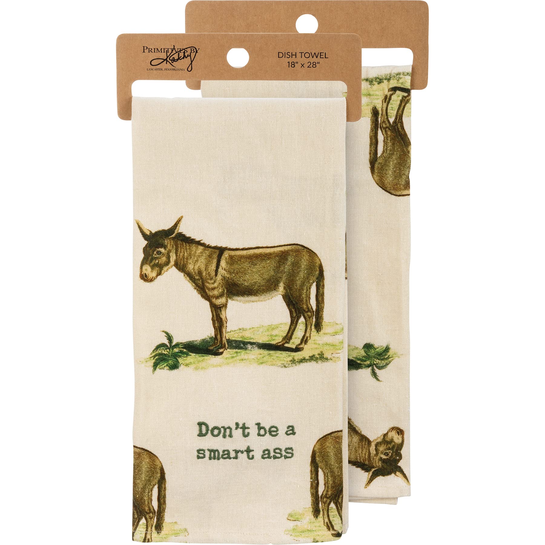 Primitives by Kathy 'Don't Be A Smart Ass' Funny Kitchen Towel - Cotton Decorative Dish Towel for Kitchen, Housewarming Gift, Farmhouse Decor