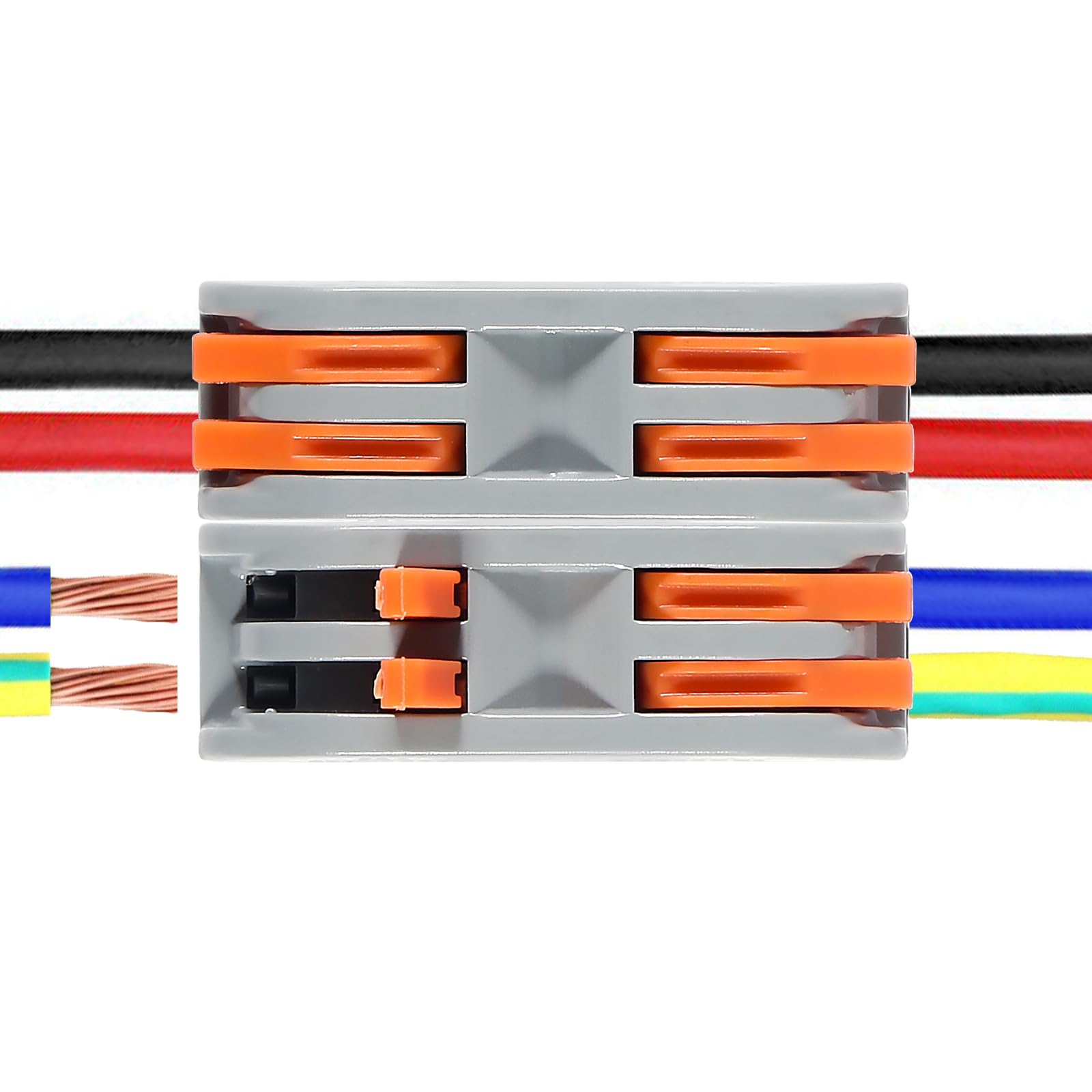 10pcs Lever Wire Connectors 2 Circuit Inline Splices - Electrical Wire Connector SPL-2 Lever Nuts for 28-12 AWG - Quick Connect Splice Wire Connectors for Home Wiring, Automotive & DIY Electrical Projects