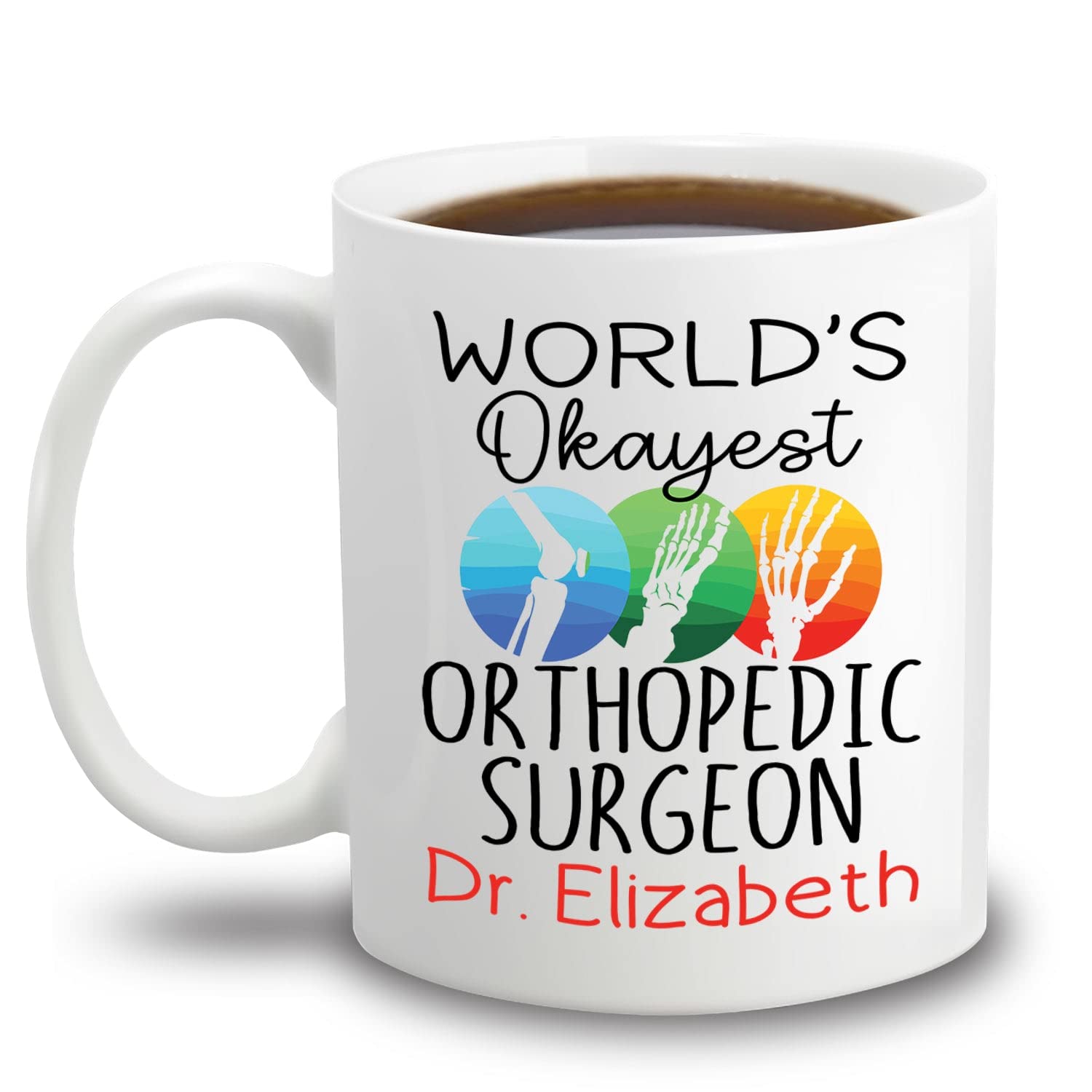 Personalized Orthopedic Surgeon Coffee Mug - 11oz & 15oz Custom Name Travel Mug - World's Okayest Orthopedic Surgeon Gift for Doctors - Great for Office, Hospital & Christmas Gifts for Men & Women