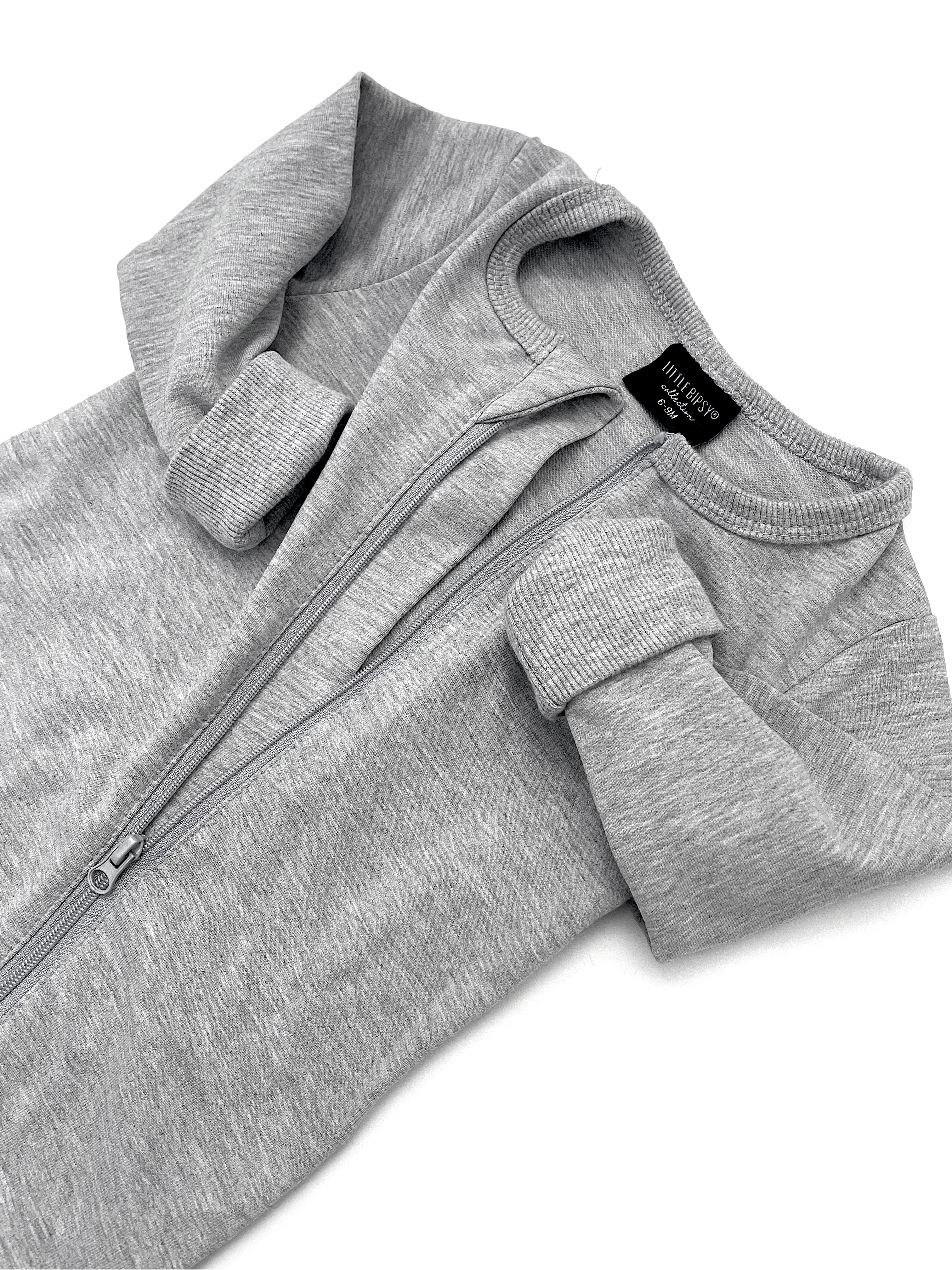 2-Way Zip Romper for Babies - Soft & Comfortable Grey Jumpsuit - Perfect for Playtime, Daycare & Outdoor Adventures