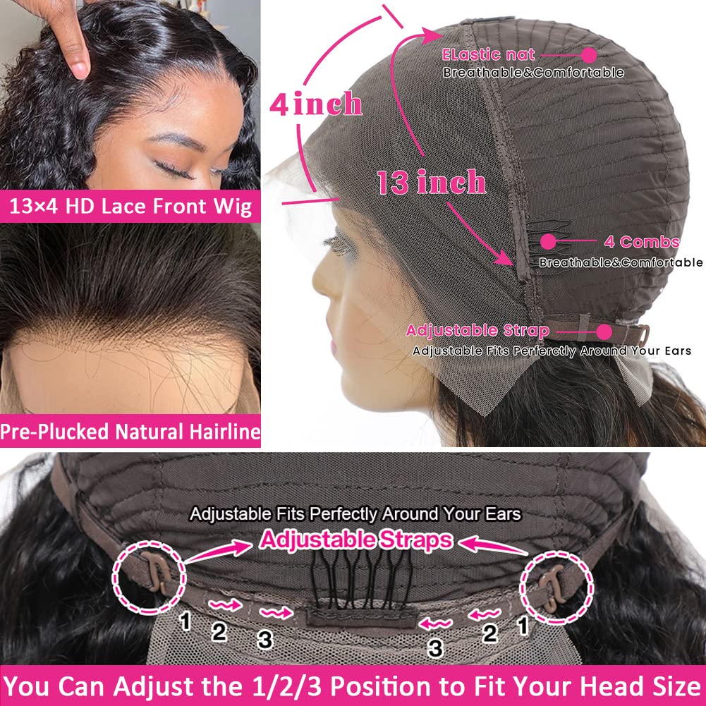 13x4 HD Transparent Straight Lace Front Wigs Human Hair - Pre Plucked Hairline, Glueless 180% Density with Baby Hair - Natural Color 28 Inch for Women | Perfect for Daily Wear, Parties, Weddings & Special Occasions
