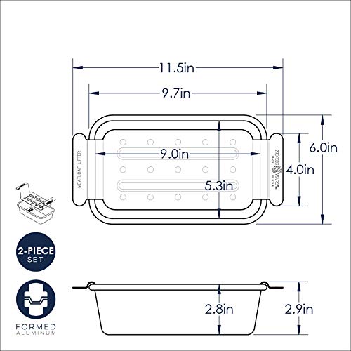 Premium Non-Stick Meatloaf Pan with Removable Lifting Trivet - Oven Safe Baking Dish for Meatloaf, Roasts & Casseroles - Perfect for Family Dinners & Holiday Cooking