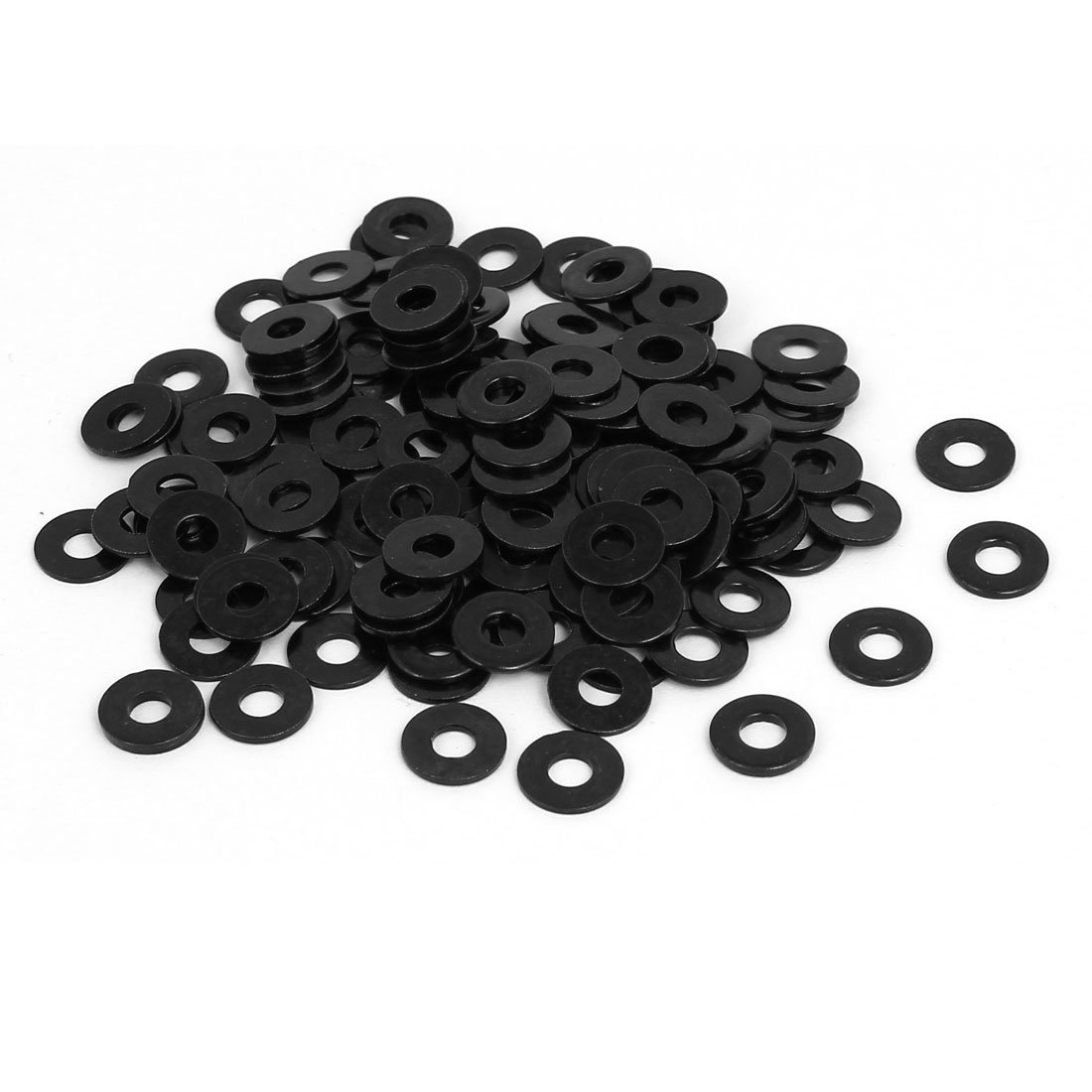 IIVVERR M4 x 10mm x 1mm Black Zinc Plated Flat Washers - 200PCS Stainless Steel Spacers & Gaskets for DIY, Furniture Assembly, Automotive & Machinery Repair - Metric Fastener Hardware Kit