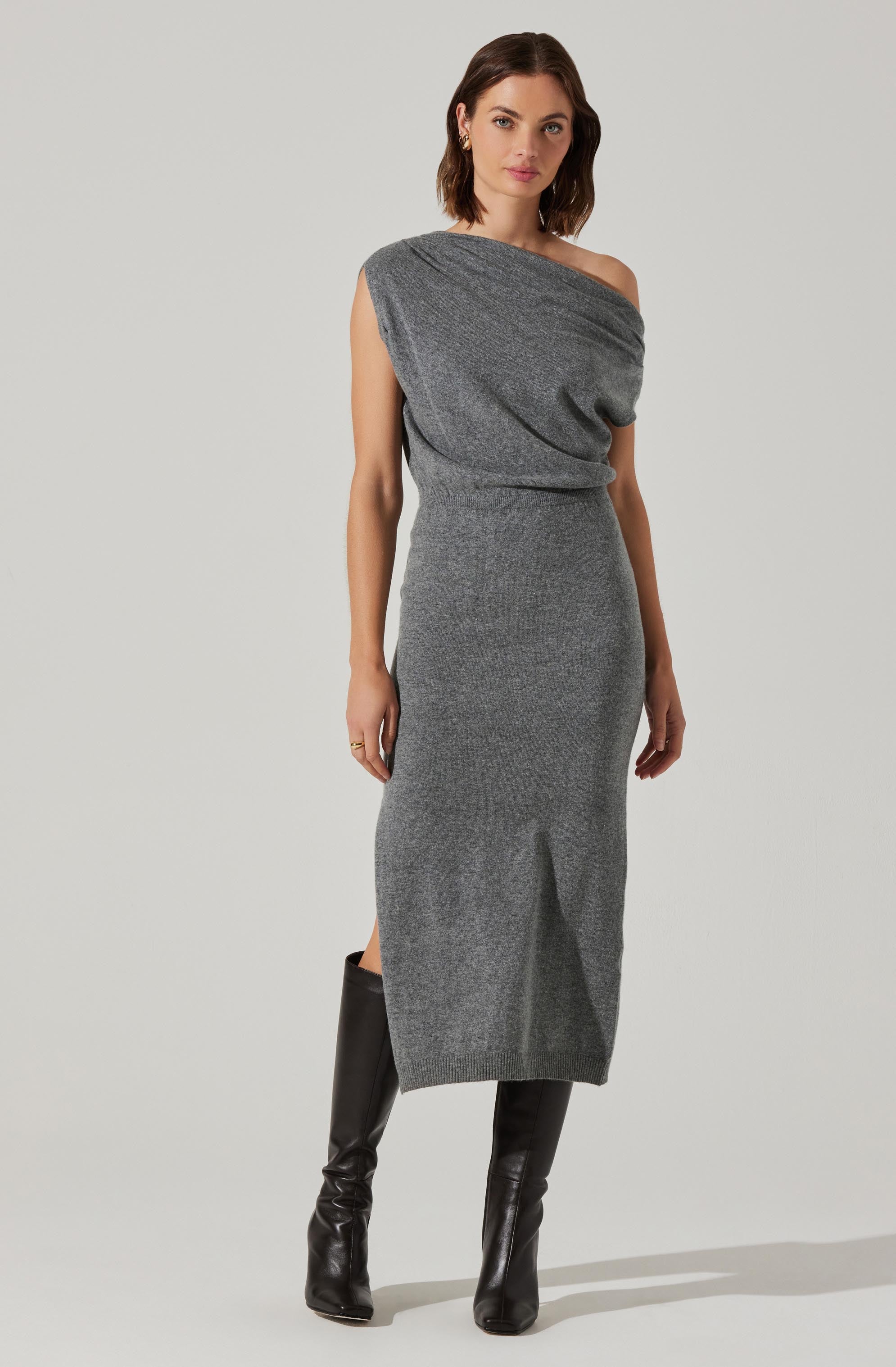Elegant One Shoulder Sweater Dress for Women - Soft & Stylish Knit Dress for Fall & Winter - Perfect for Parties, Dates & Office Wear