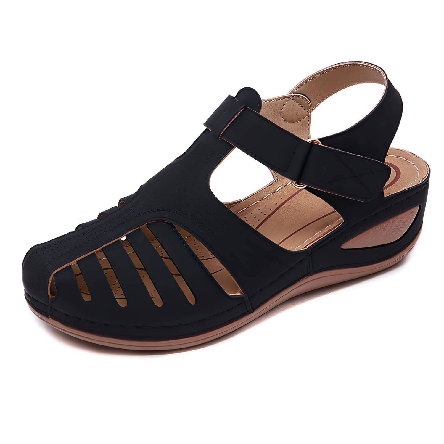 SHIBEVER Women's Wedge Sandals Summer - Comfortable Closed Toe Platform Sandals for Women, Dressy Wedge Heel Shoes Size 5-11 | Perfect for Beach, Vacation, and Casual Outings