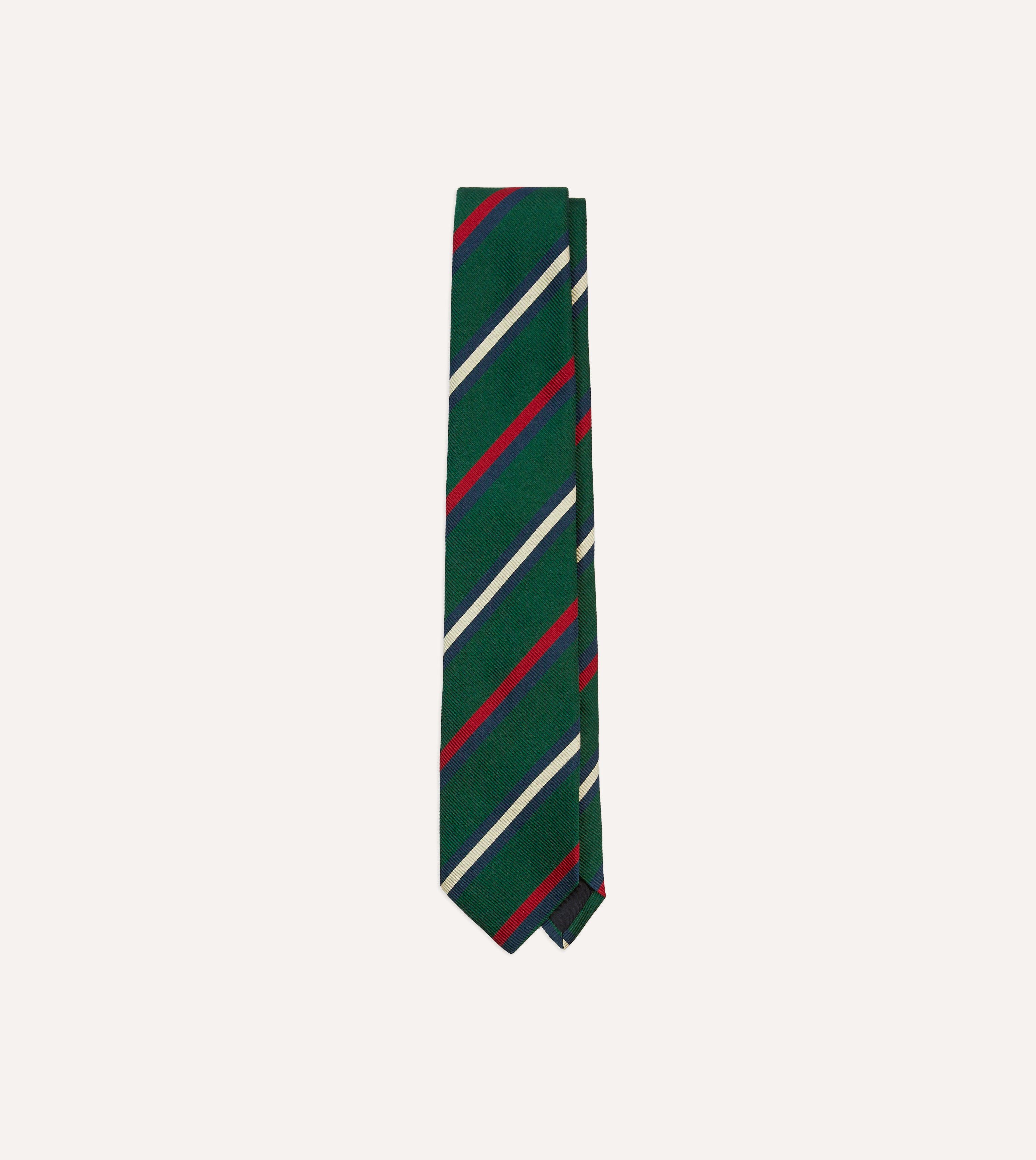 Green, Red, and White Striped Repp Silk Tipped Necktie - Perfect for Business Meetings, Weddings & Formal Events