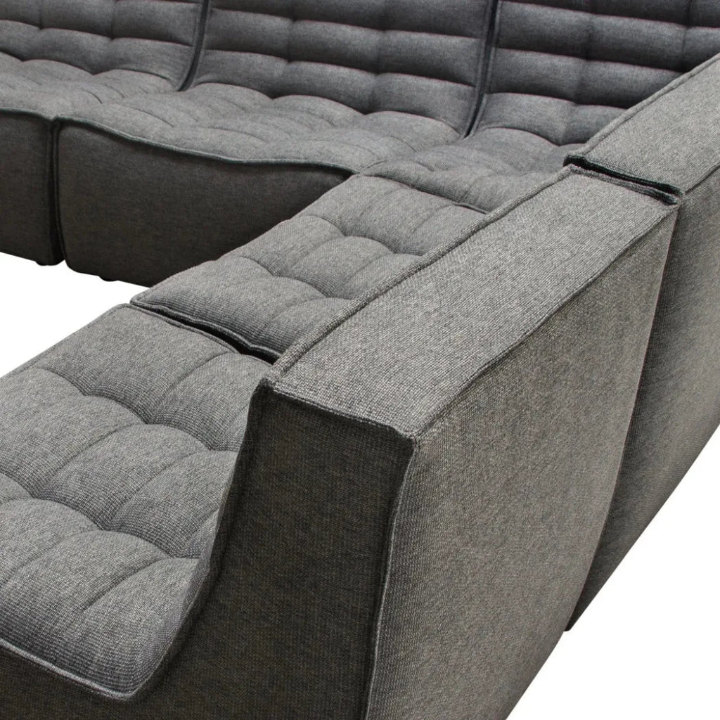 5-Piece Grey Corner Modular Sectional Sofa Set - Modern L-Shaped Couch for Living Room, Lounge & Home Theater