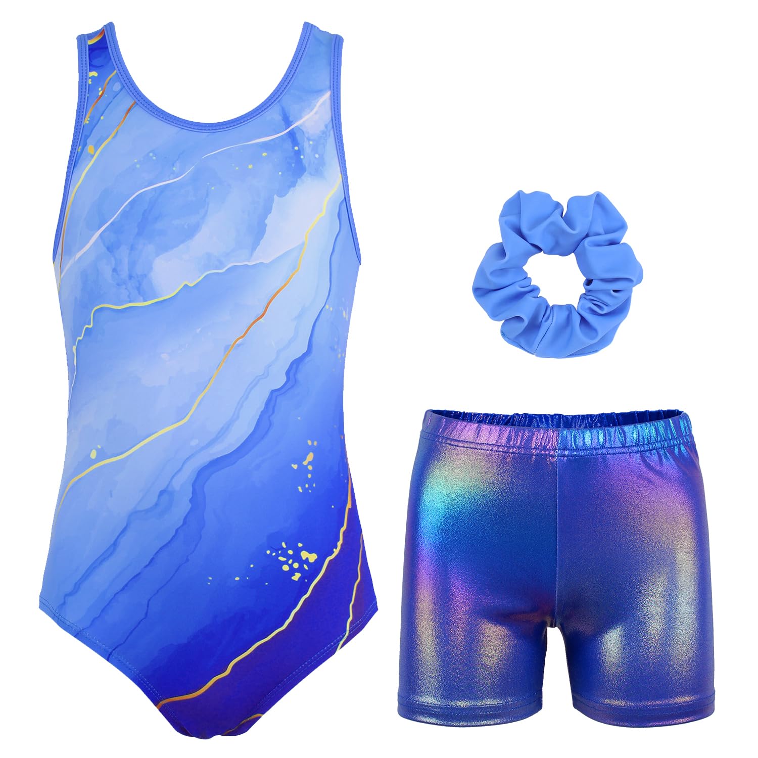 Sparkly Gymnastics Leotards for Girls with Attached Shorts - Ballet Dance Activewear for Kids - Perfect for Dance Classes, Gymnastics Practice & Performance Costumes