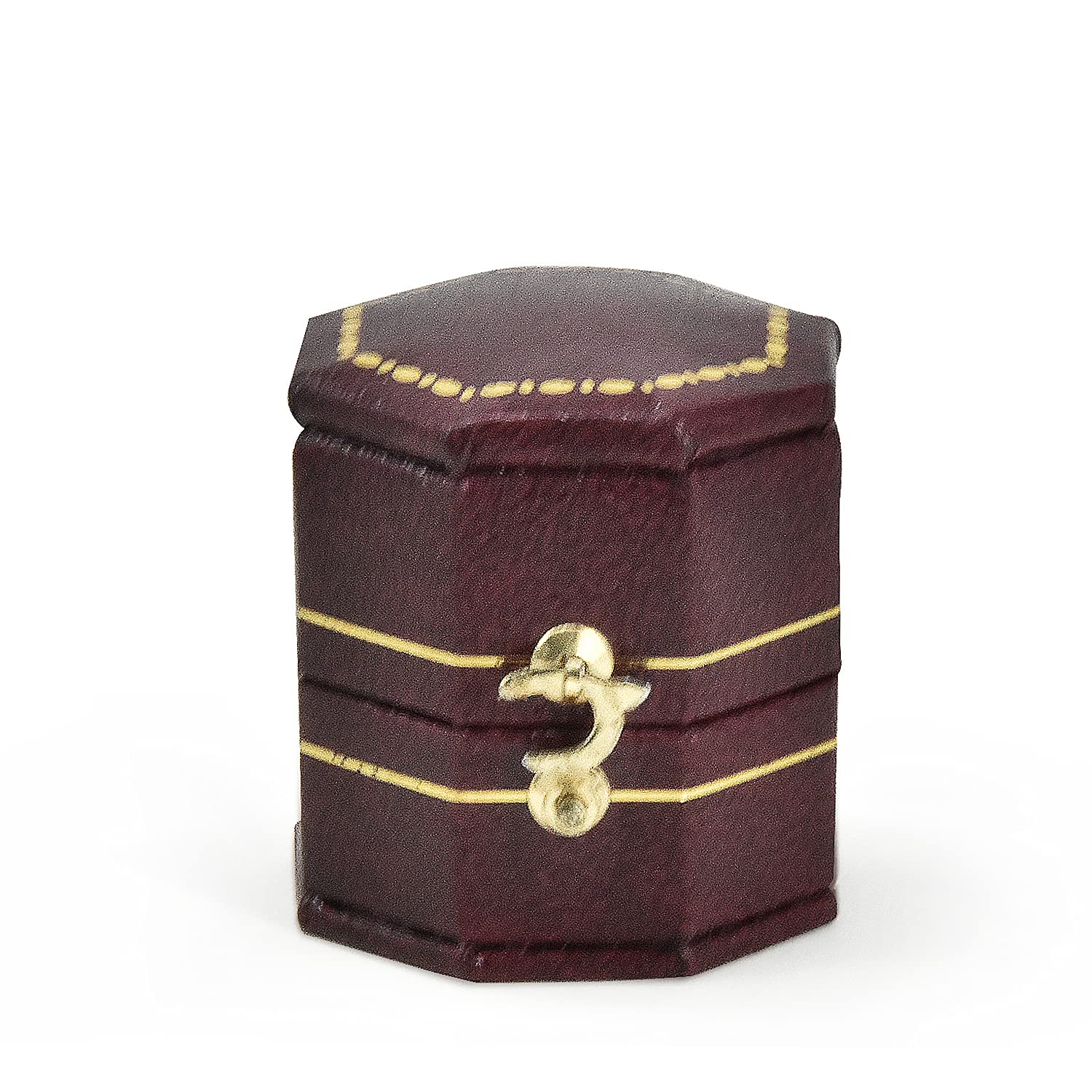 Vintage Style Ring Box - TAIMY Tiny Antique Geometric Engagement Ring Box for Wedding Proposal, Ceremony & Photos - Equilateral Octagon Design in Red - Perfect for Romantic Proposals & Wedding Jewelry Storage