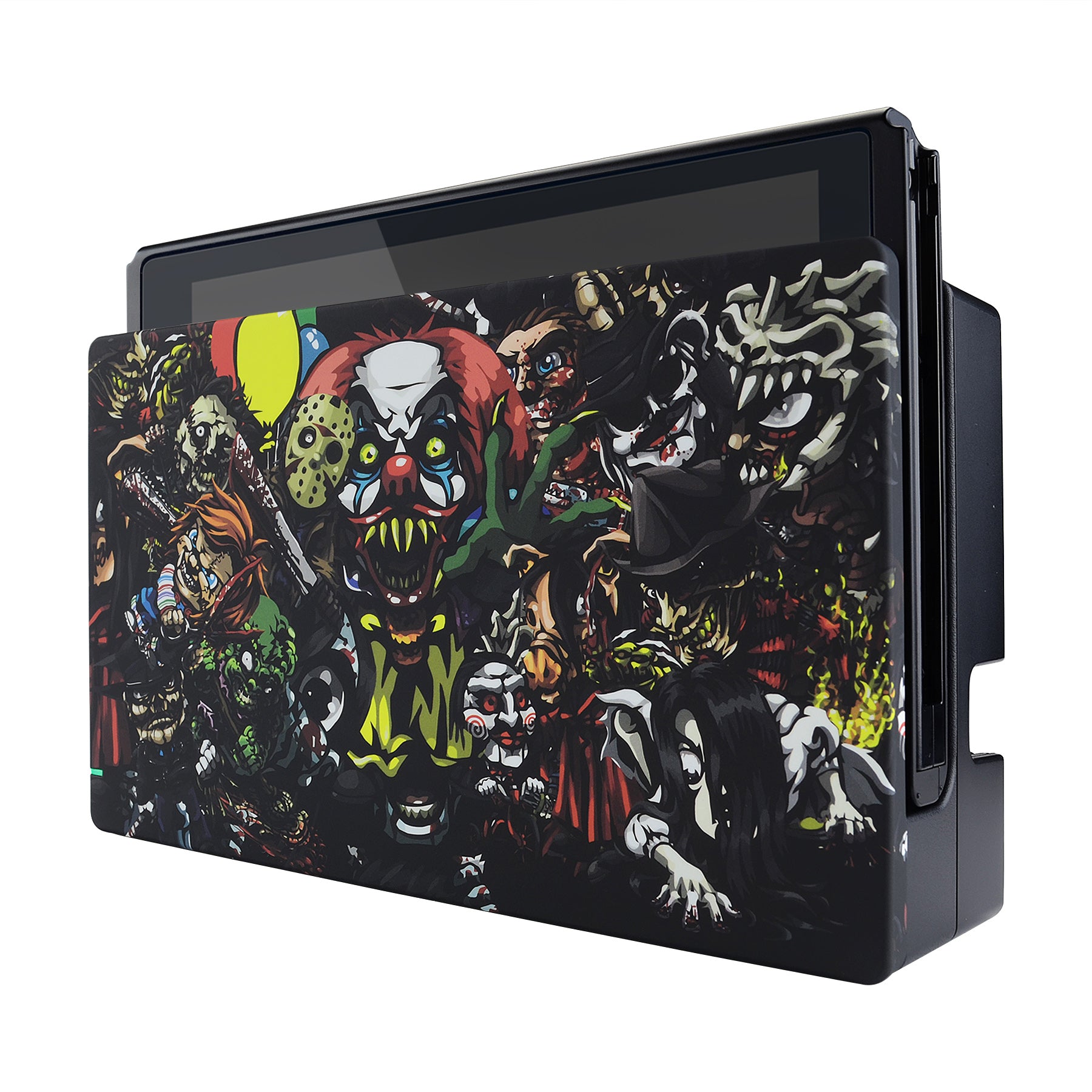 ExtremeRate Soft Touch Grip Faceplate for Nintendo Switch Dock - Scary Party Pattern DIY Replacement Shell (Dock Not Included) | Perfect for Gaming Setups, Themed Parties & Custom Switch Mods