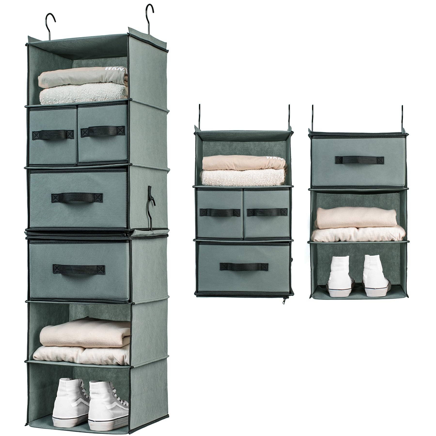SMIRLY 6-Tier Hanging Closet Organizer with Storage Shelves – Foldable Wardrobe Organizer with 2 Heavy-Duty Hooks for Clothes, Baby Nursery & Home Storage – Perfect for Small Spaces, Dorm Rooms & Apartment Organization