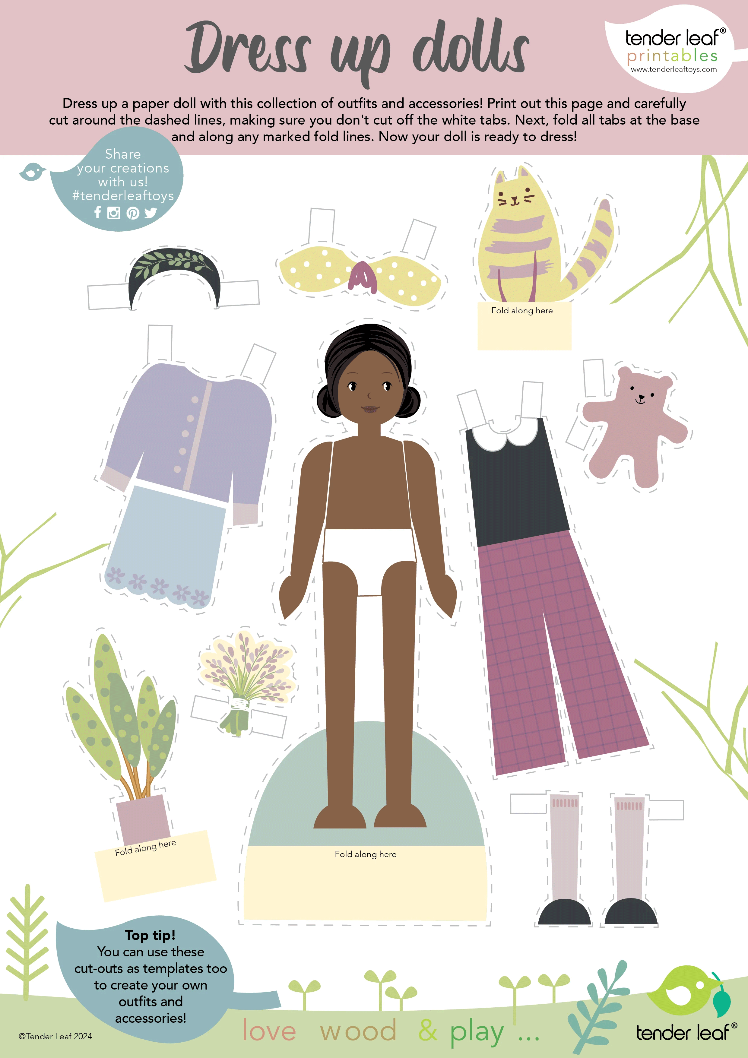 Tenderleaf Toys Wooden Lola Doll - Handcrafted Wooden Baby Doll for Kids | Perfect for Pretend Play, Nursery Decor & Gift Giving