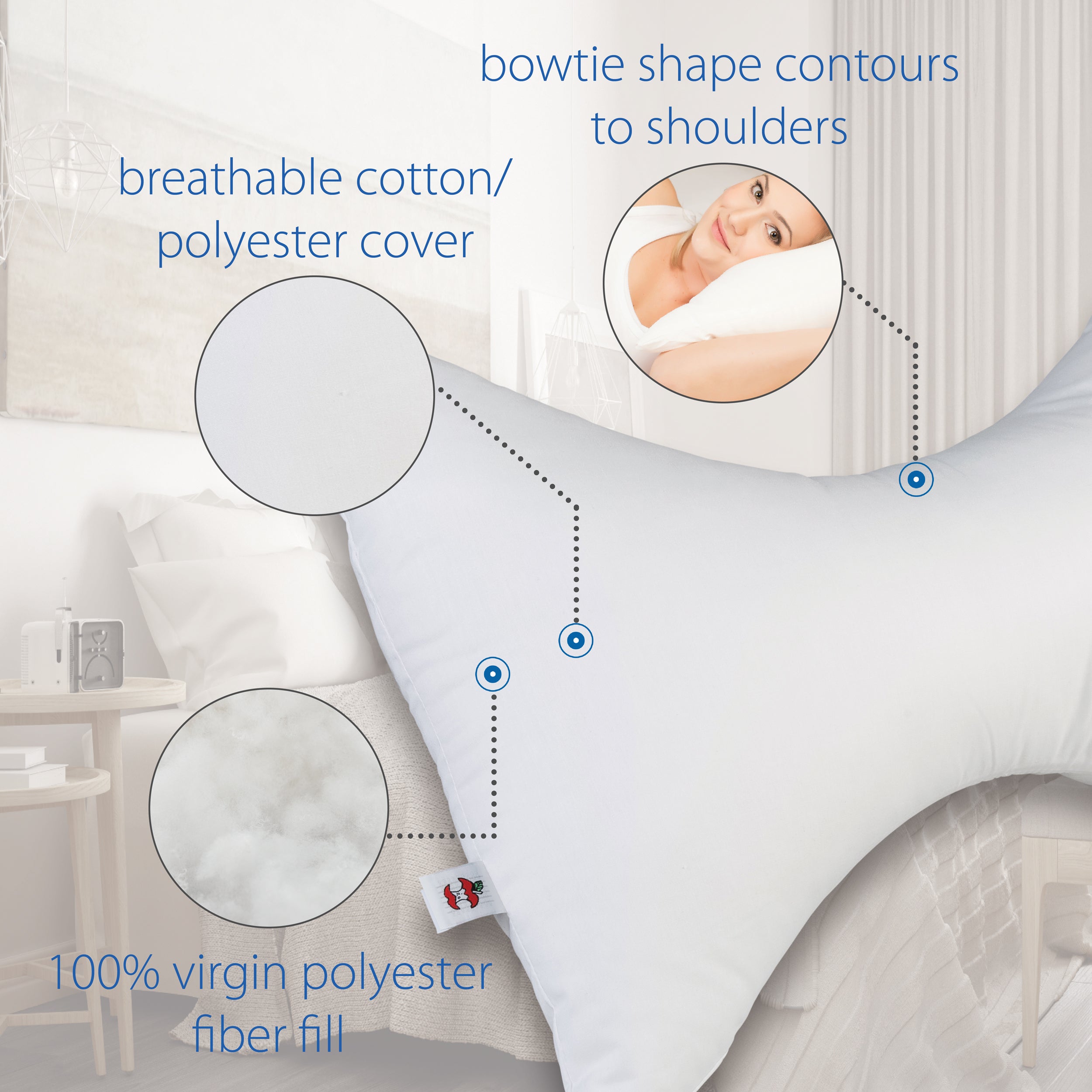 Orthopedic Cervical Support Pillow for Neck Pain Relief - Memory Foam Contoured Bowtie Pillow for Side, Back & Stomach Sleepers - Ideal for Travel, Home & Office Use