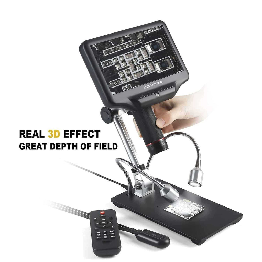 Andonstar AD407 7 Inch HDMI Digital Soldering Microscope with LCD Screen - 1080P Magnification for Phone & PCB Repair, Jewelry Inspection, Coin Collecting & Hobby Projects
