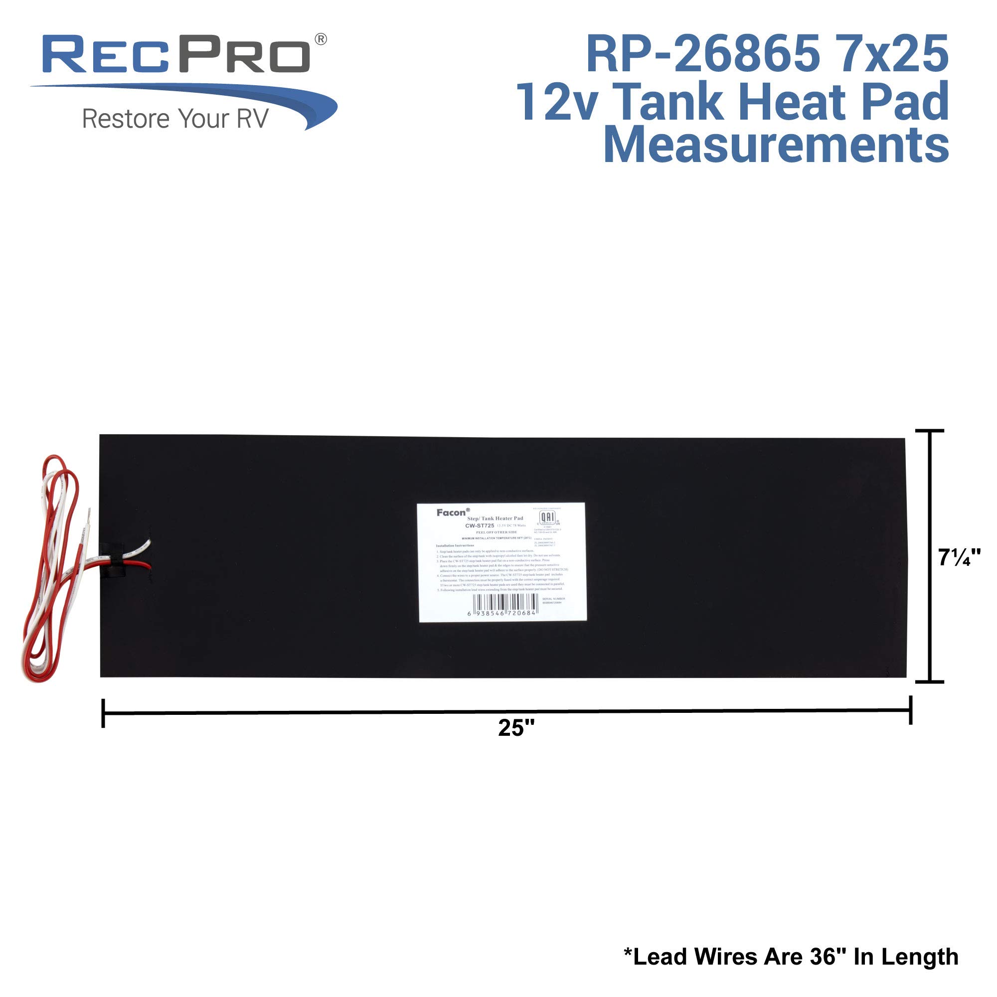 RecPro RV Tank Heater Pad Kit - 7.25
