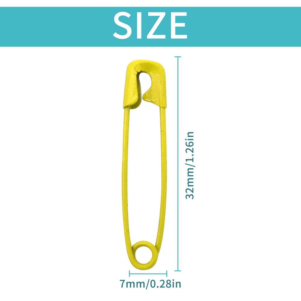 200Pcs 32mm/1.25 Inch Small Safety Pins Bulk - Yellow Sewing Pins for Clothes, Jewelry Making, Arts & Crafts | Perfect for DIY Projects, Fabric Fastening & Emergency Clothing Repairs