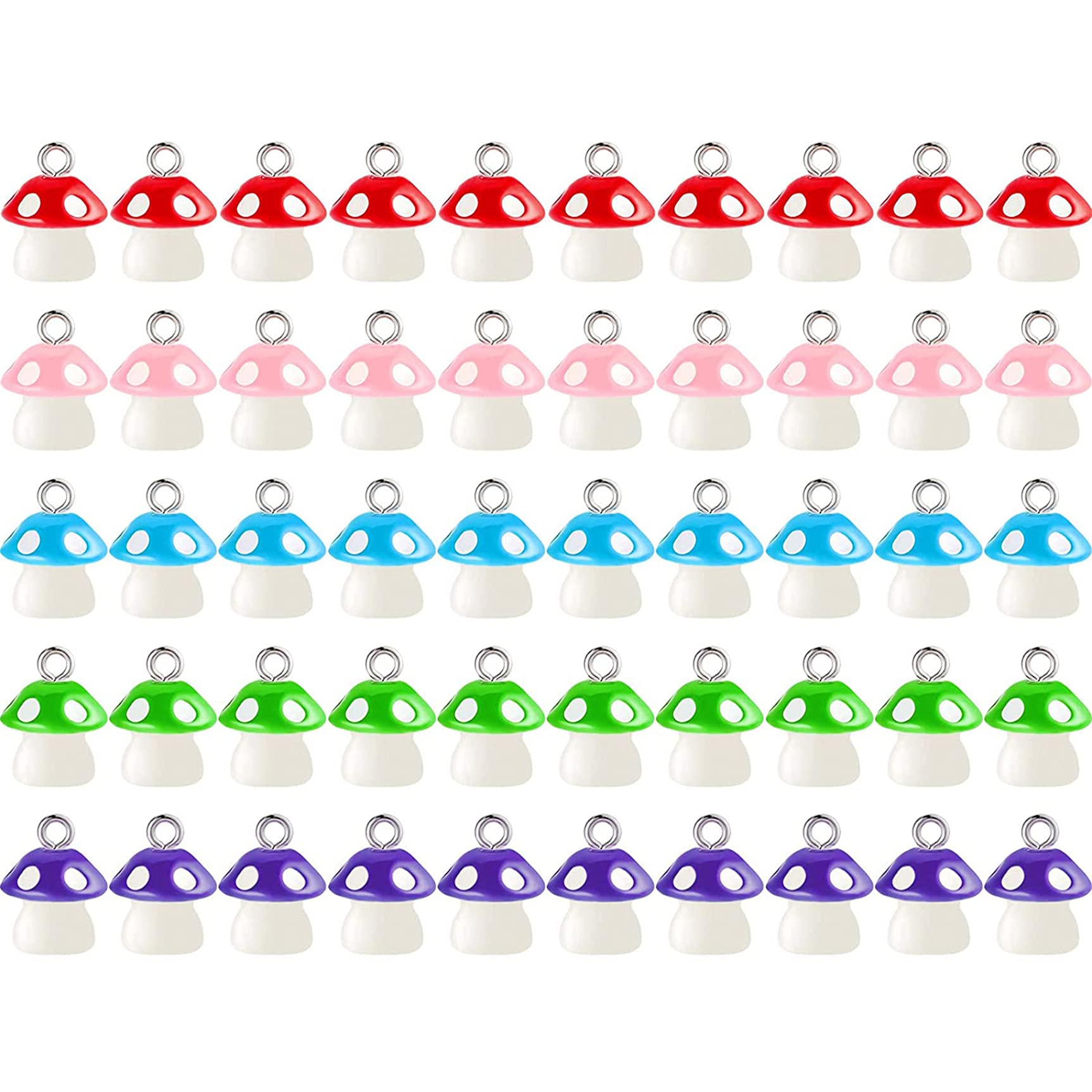 50Pcs Resin Mushroom Charms - DIY Pendants for Jewelry Making, Earrings, Necklaces, Bracelets & Keychains - Cute Handmade Craft Decorations for Gifts, Home & Party Decor