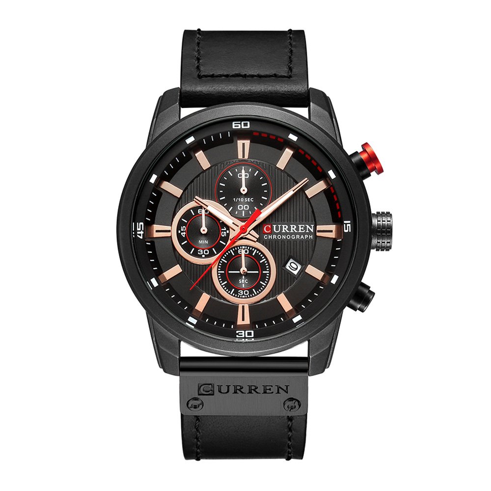 Curren Men's Waterproof Leather Watch - Sports & Date - for Outdoor & Daily Wear