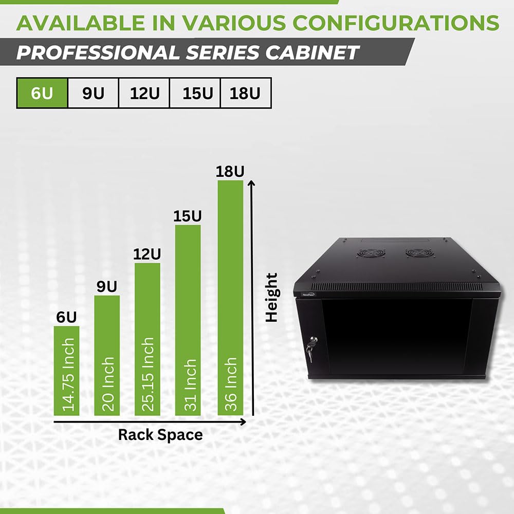 NavePoint 6U Wall Mount Server Rack Cabinet - 23.6