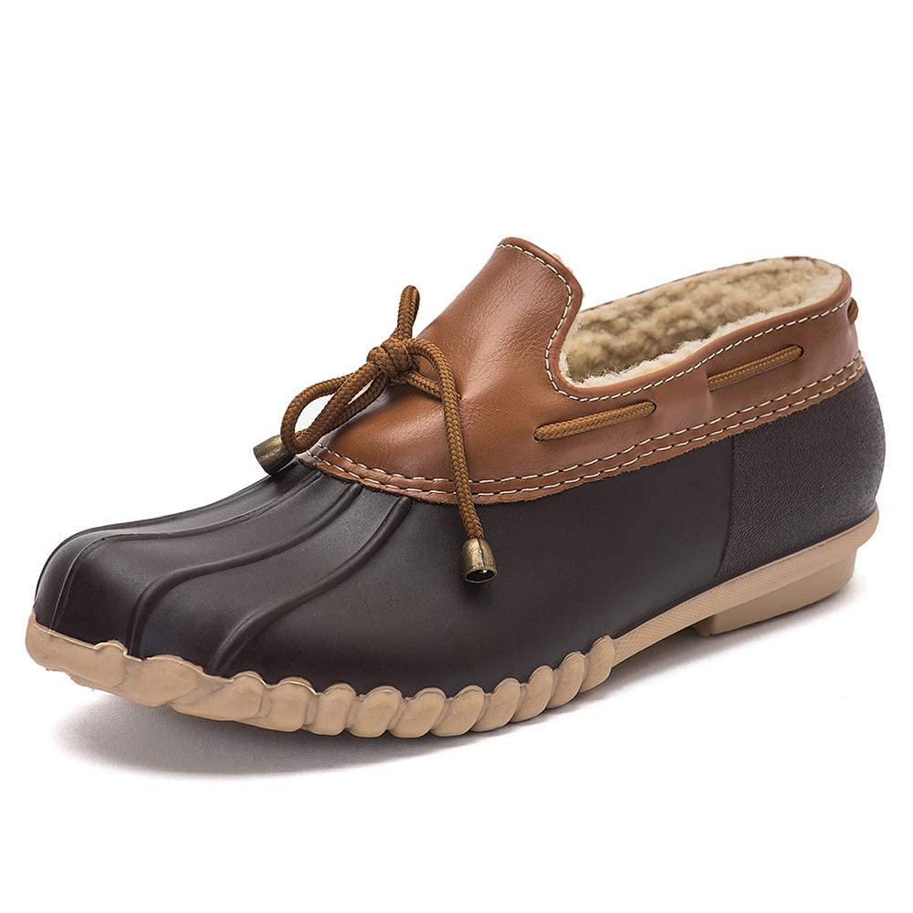 DKSUKO Women's Waterproof Snow Loafers Slip On Flat Duck Shoes - Warm Winter Boots for Women, Comfortable Non-Slip Casual Shoes for Snowy Days, Outdoor Walking and Daily Wear