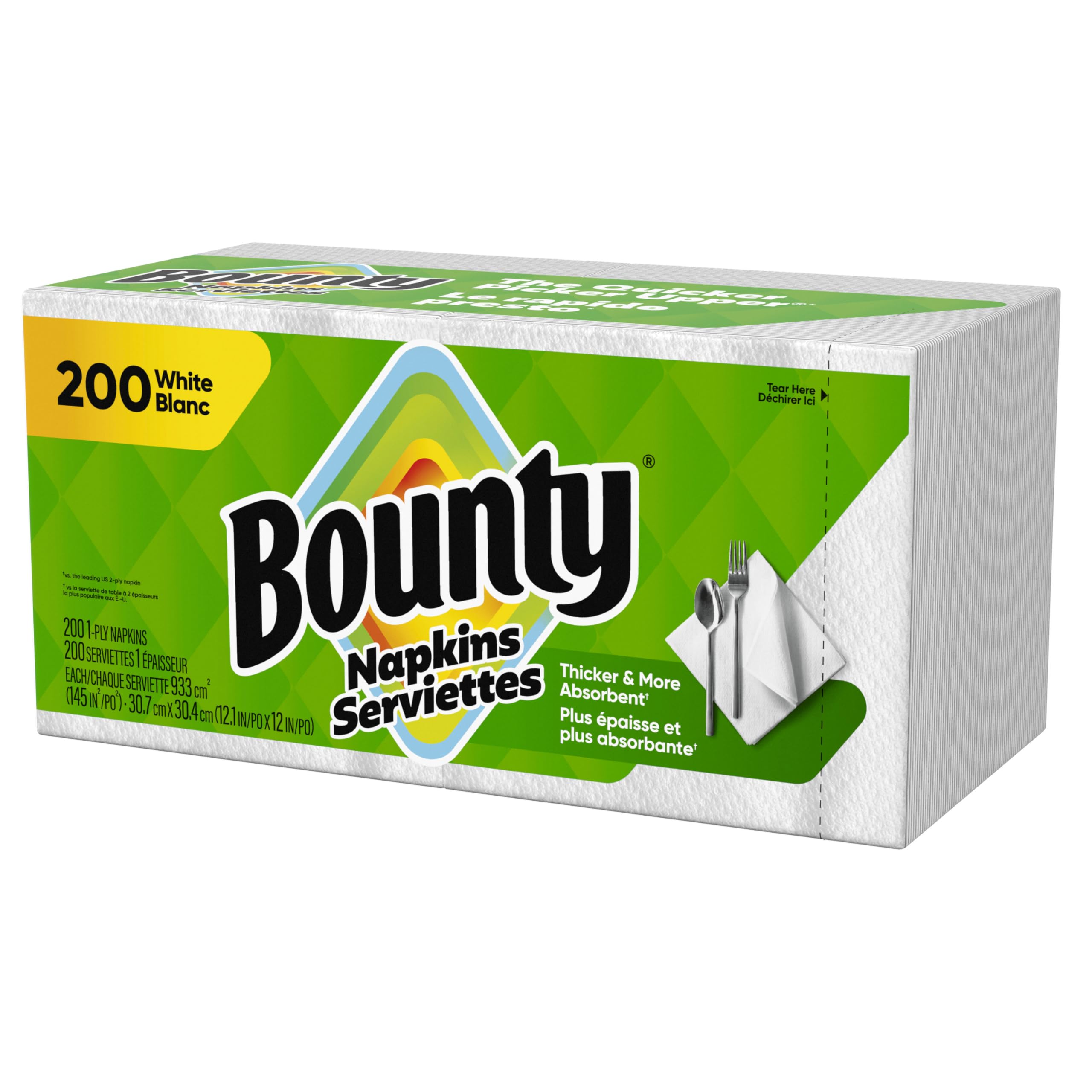 Bounty White Paper Napkins, 200 Count - Premium Quality, Absorbent & Soft for Parties, Dining & Everyday Use