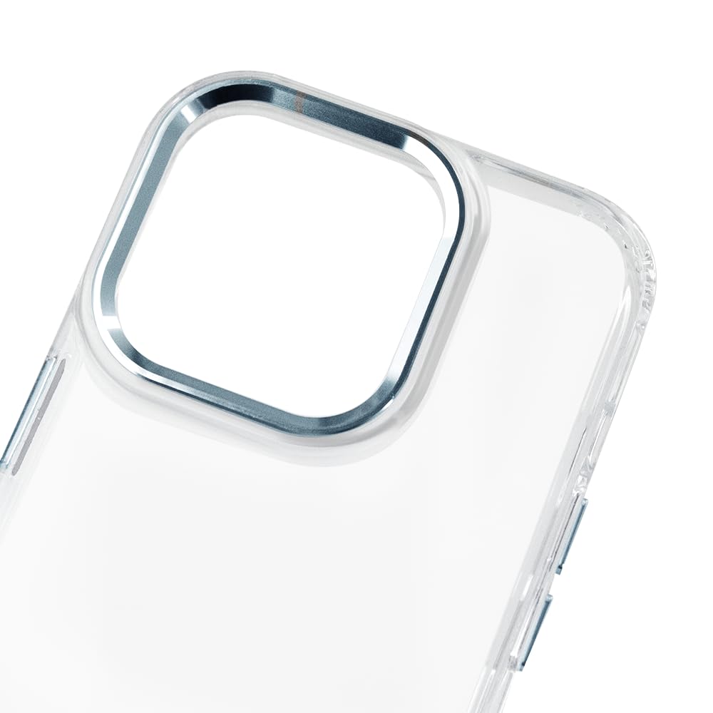 Ultra Hybrid Clear Phone Case with Blue Metal Frame for iPhone 13 - Shockproof Slim Protective Cover for Everyday Use, Work & Travel