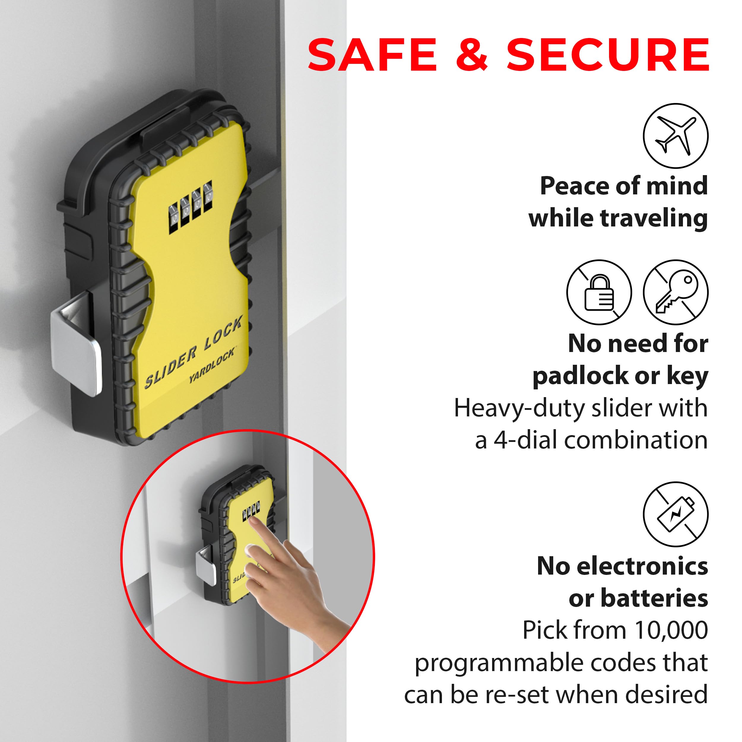 Keyless Garage Door Slider Lock - Heavy Duty Secure Deadbolt for Home & Business - Easy Installation - Weatherproof Design - Perfect for Residential & Commercial Garage Security (1 Pack)