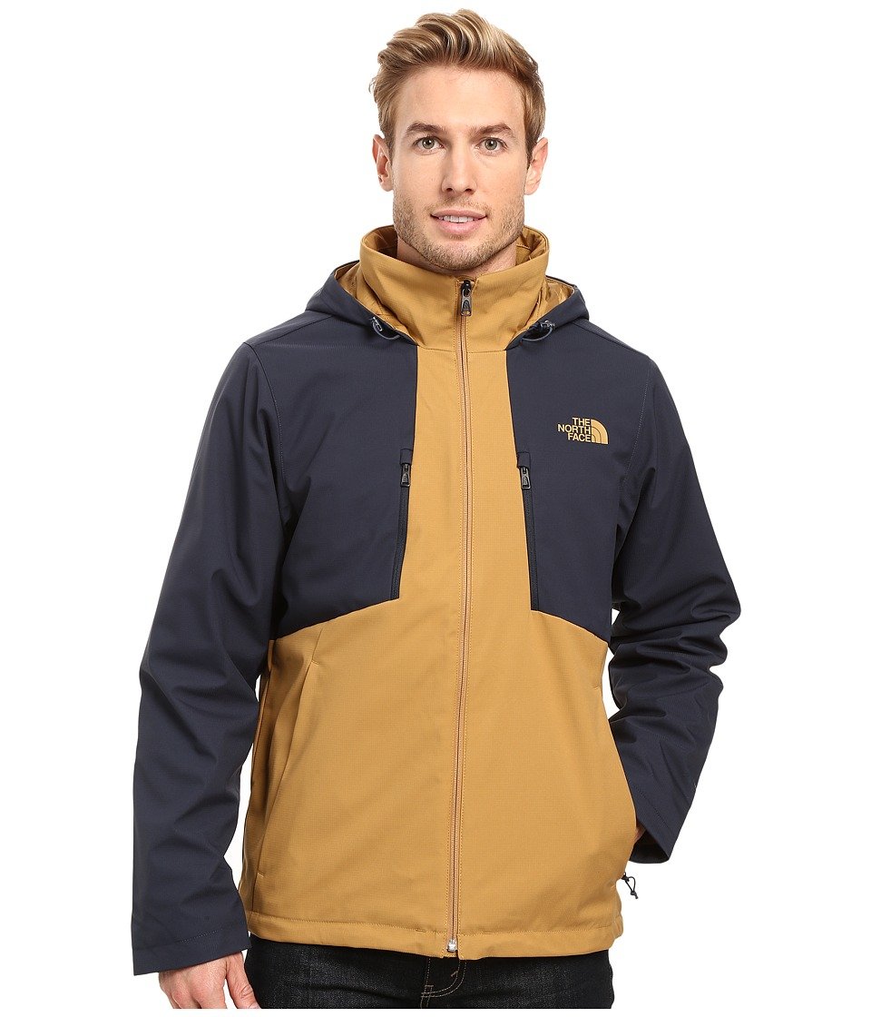 The North Face Apex Elevation Jacket for Men - Waterproof Windbreaker, Lightweight Hiking Jacket in Dijon Brown/Urban Navy (Size Small) - Perfect for Outdoor Adventures, Camping & Travel