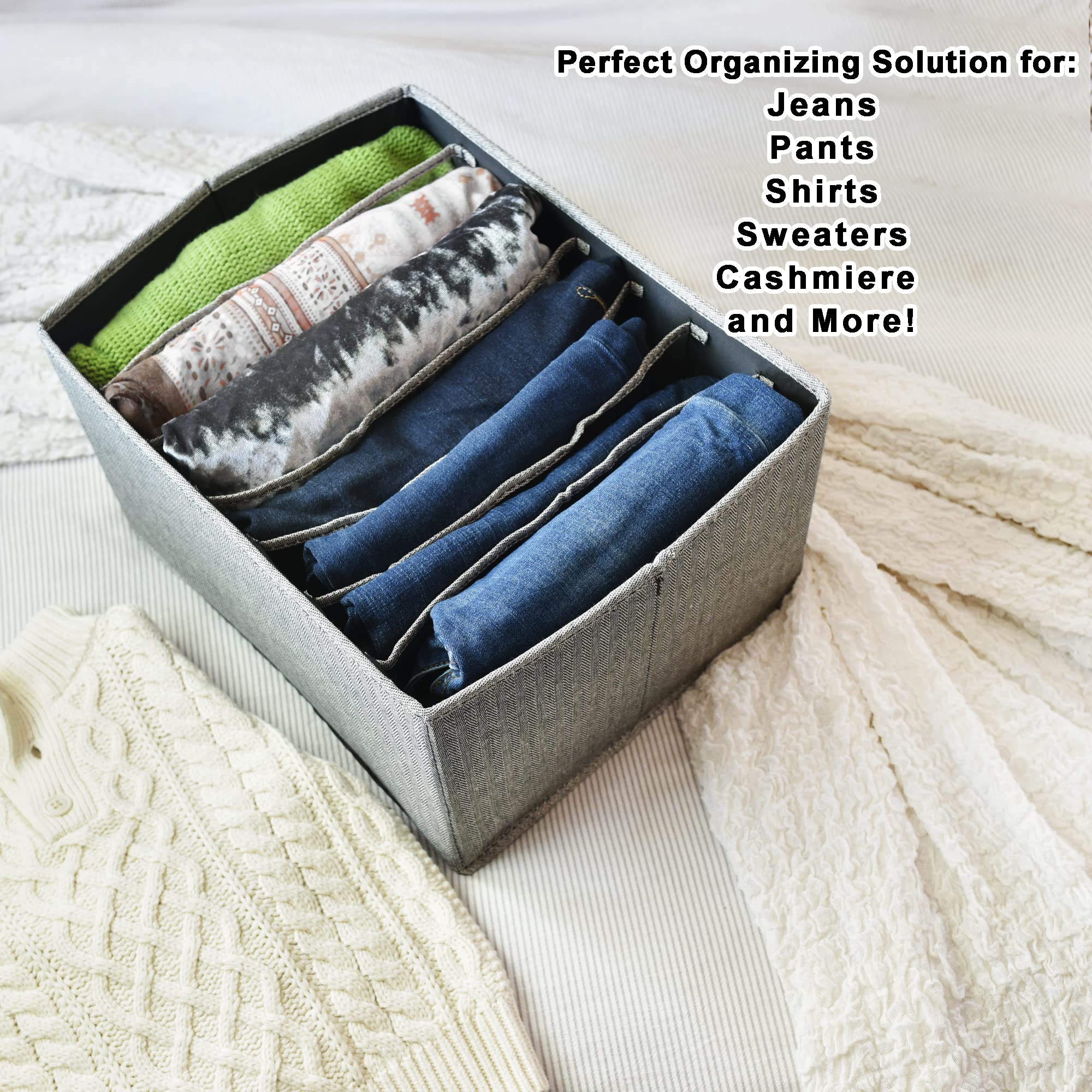 Golden Chest Clothing Storage Organizer for Pants, Jeans & Shirts | Space-Saving Wardrobe & Closet Organizer with Dividers | Large Upgraded Drawer Organizer for Bedroom, Dorm & Travel | Perfect for Leggings, T-Shirts & Denim Storage
