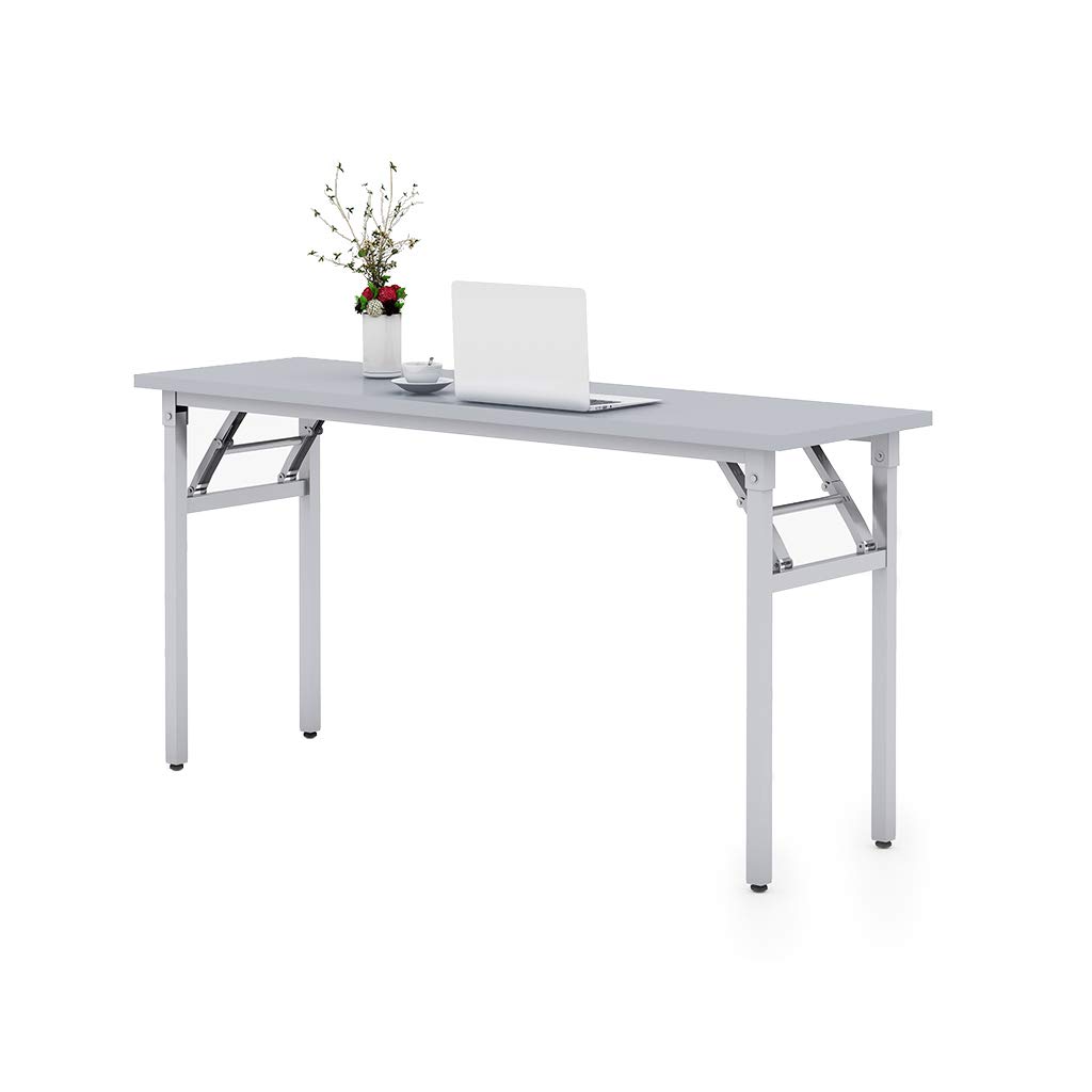 Sunon 60 Inch Folding Wooden Conference Table - Portable Training Desk for Home, School & Office Meetings - White (Perfect for Small Spaces, Classrooms & Temporary Workstations)