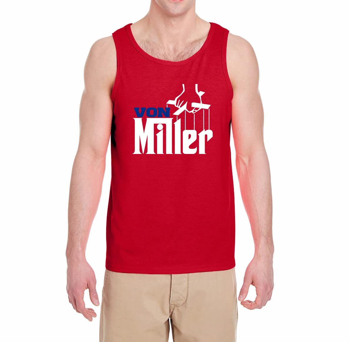 RED Bills Miller Mafia Logo Tank Top for Men - Cool Graphic Muscle Tee for Streetwear, Gym & Casual Outfits