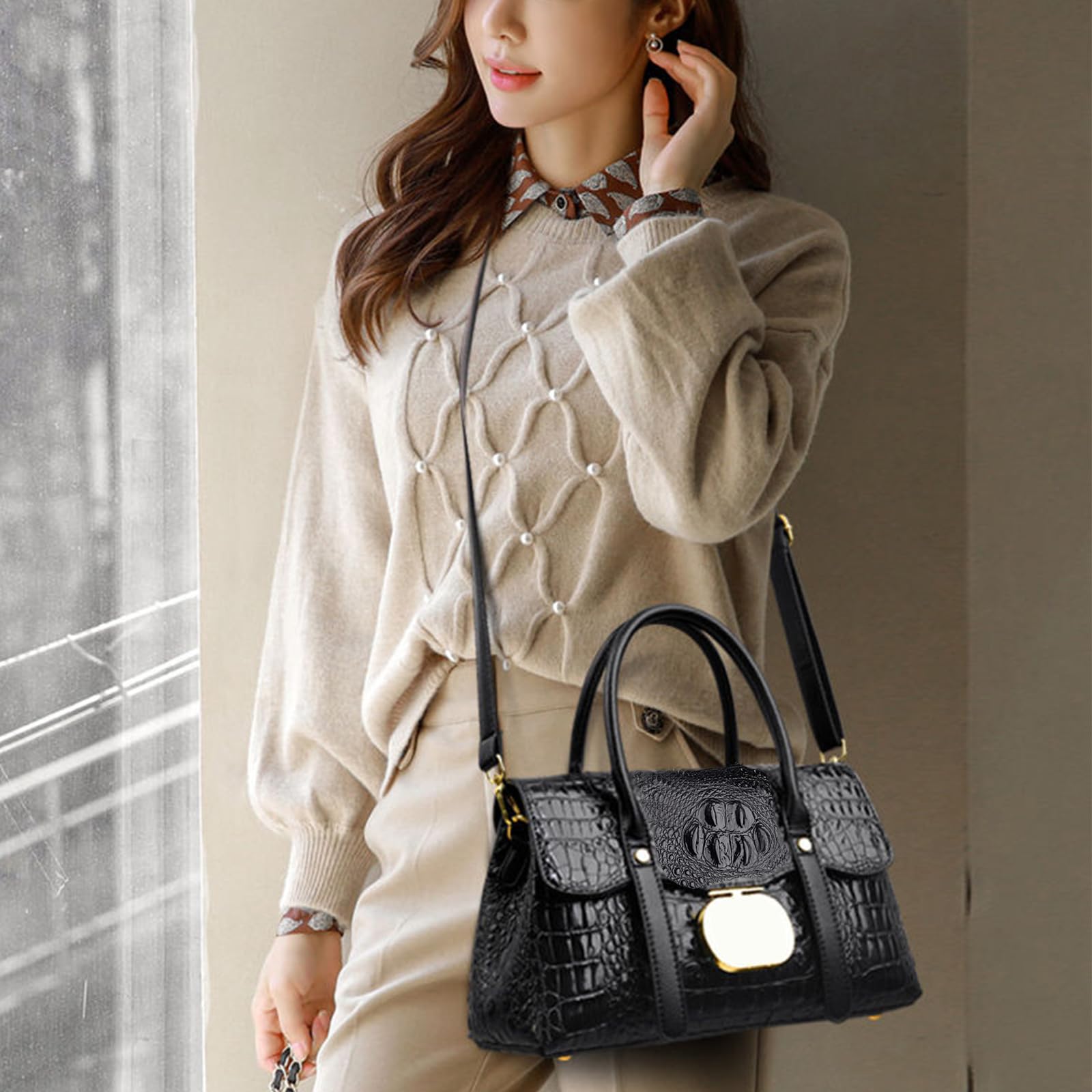 Stylish Women's PU Leather Crossbody Satchel Tote Bag - Elegant Hobo Purse for Work, Travel & Everyday Use