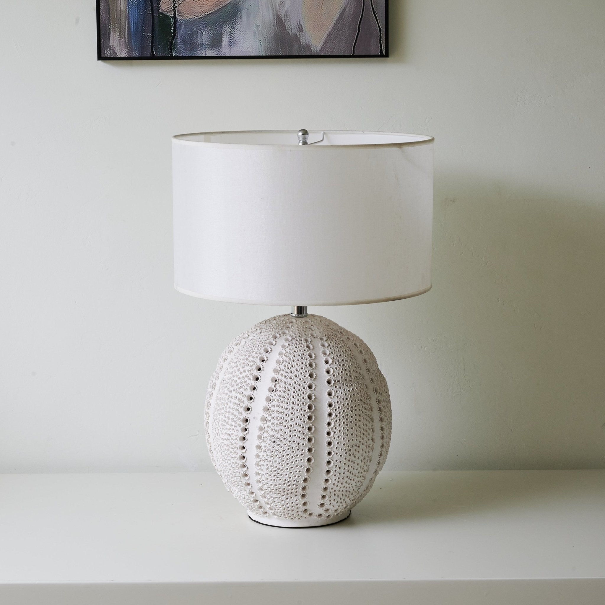 Urchin Textured Ceramic Table Lamp - Modern Home Decor for Living Room, Bedroom & Office - Soft Ambient Lighting for Cozy Spaces