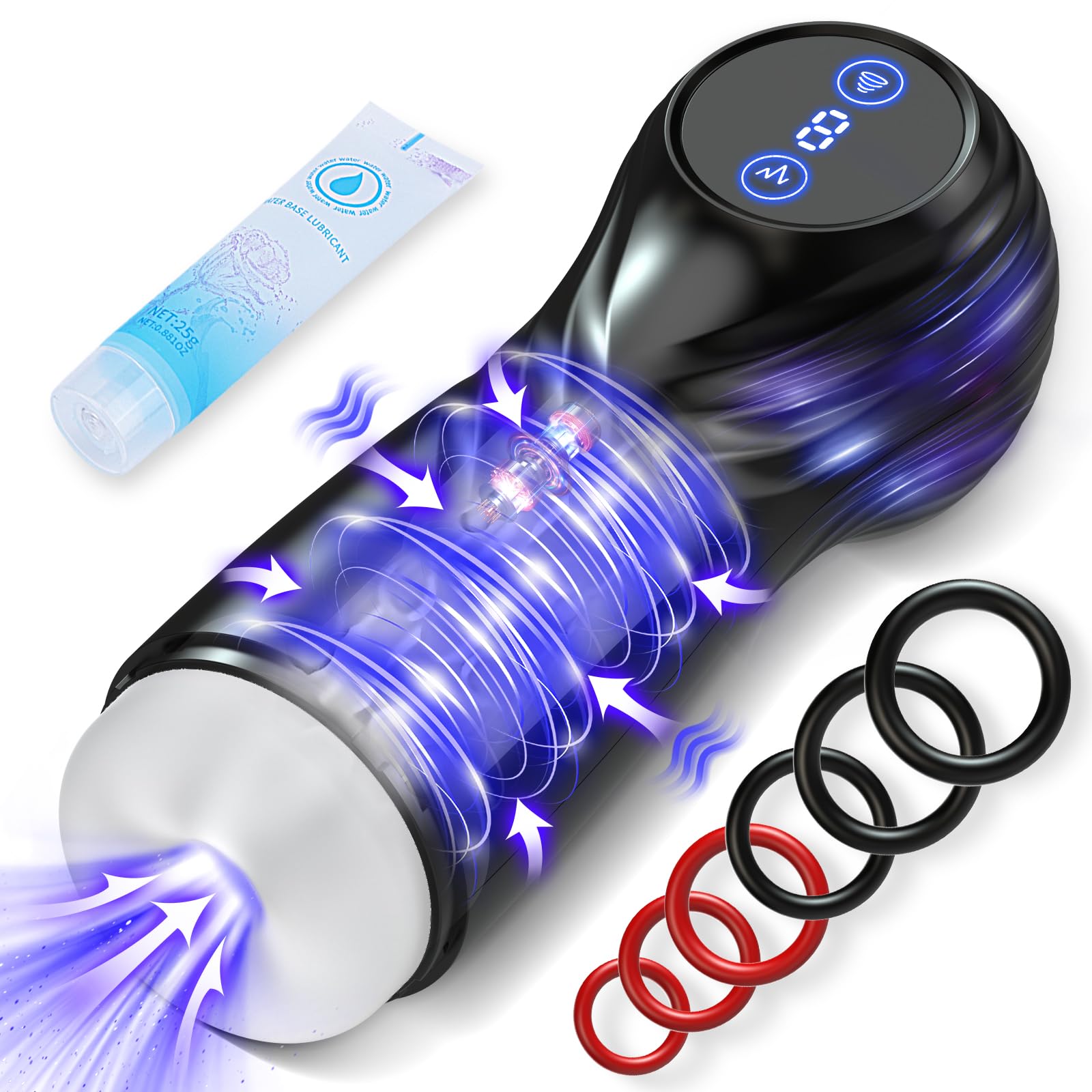 7 Suction & Vibration Male Masturbator with LCD Screen - Hands-Free Realistic 3D Vagina Sex Toy for Men & Couples - Perfect for Solo Play, Couples Intimacy & Discreet Pleasure