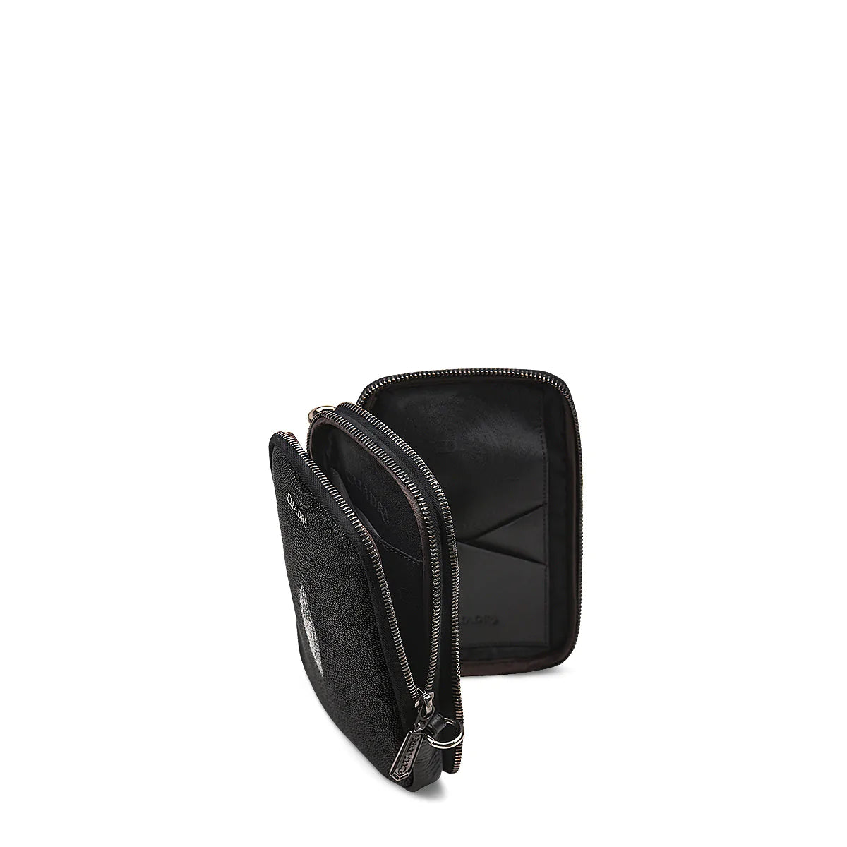 BOC05MA Stylish Black Small Stingray Leather Messenger Bag for Men & Women - Perfect for Work, Travel, and Everyday Use