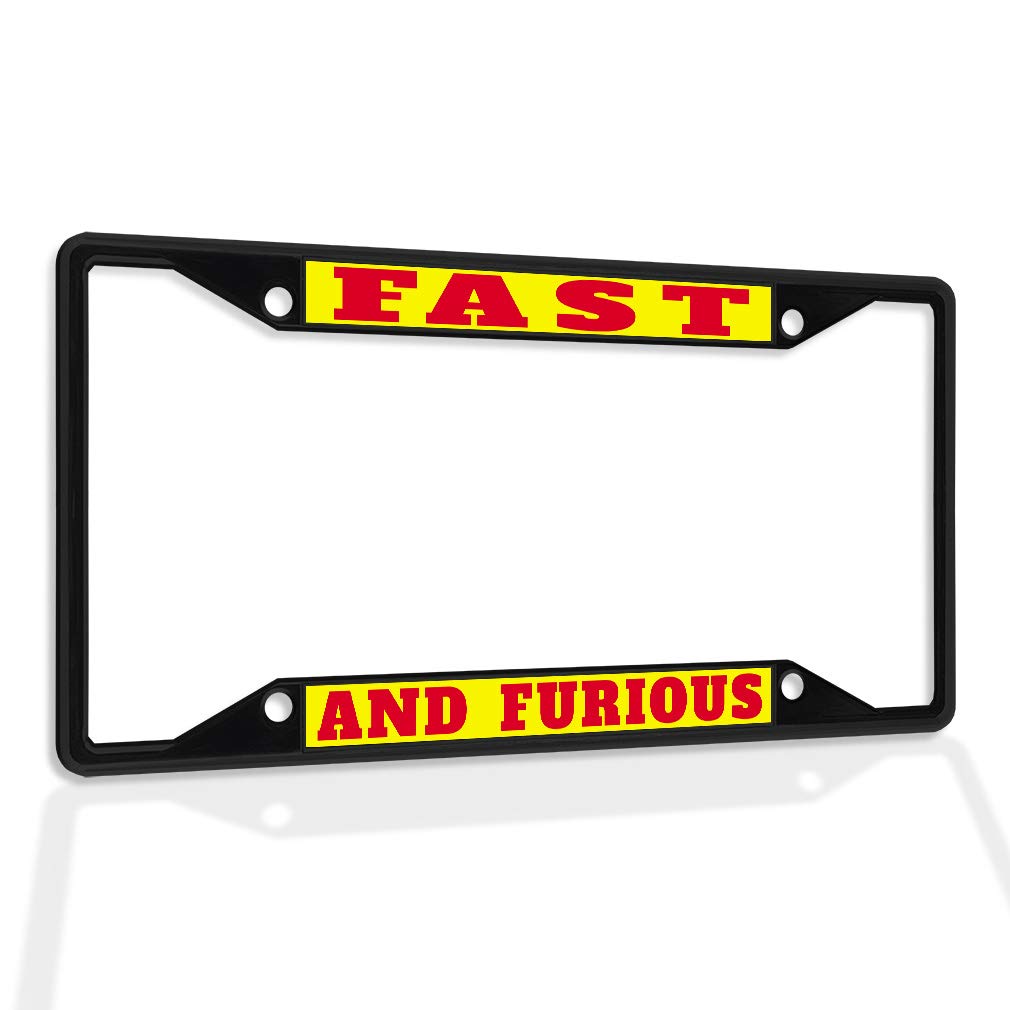 Fast & Furious Style Metal Insert License Plate Frame - Weatherproof Black Car Accessory with 4 Solid Holes | Perfect for Sports Cars, Custom Vehicles & Car Enthusiasts