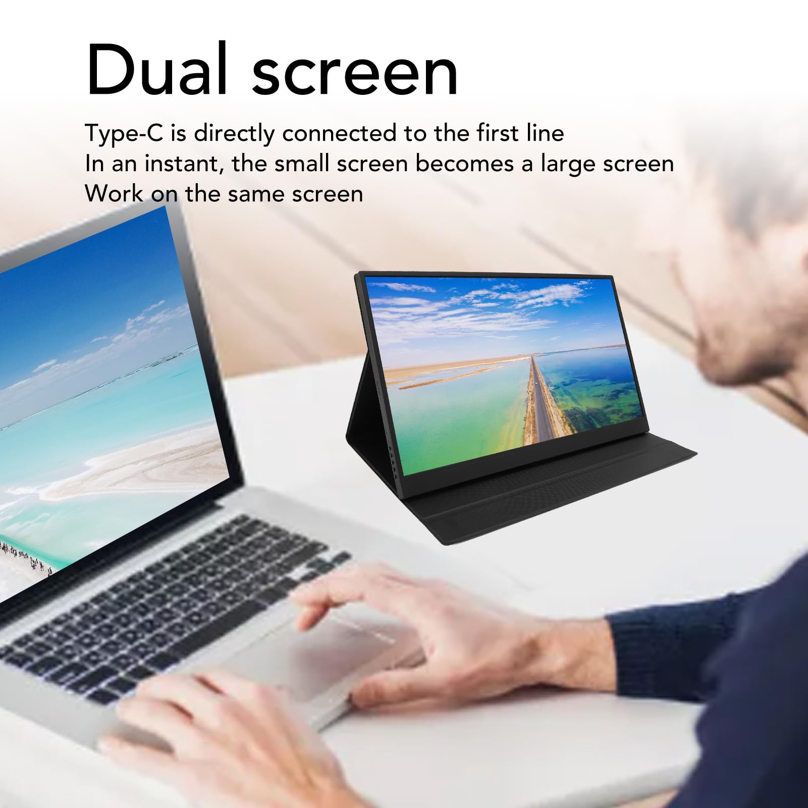 Vikye 17.3 Inch Portable Monitor with 2.5K HDMI Display, 60Hz Refresh Rate, Built-in Speakers, 16:9 External Expansion Screen - Perfect for Laptop Extensions, Gaming, and Business Presentations