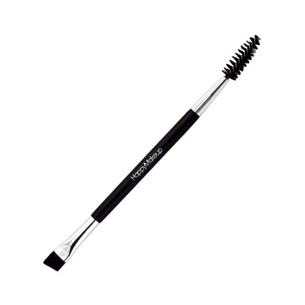 1PC Professional Duo Eyebrow Brush & Spoolie with Cruelty-Free Synthetic Bristles - Angled Brow Brush & Lash Comb for Perfect Eyebrow Shaping & Grooming (Black) | Ideal for Makeup Artists, Beauty Enthusiasts & Daily Eyebrow Care