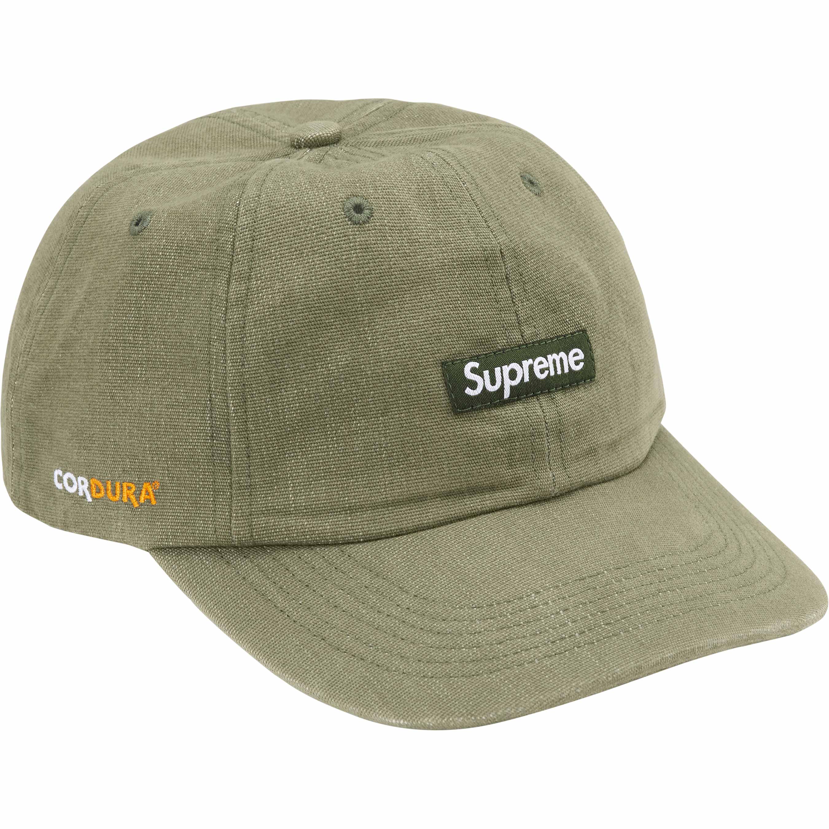 Supreme Cordura® Denim Small Box 6 Panel Olive Cap - Durable Military Style Hat for Men & Women - Perfect for Outdoor Activities, Streetwear Fashion & Casual Wear