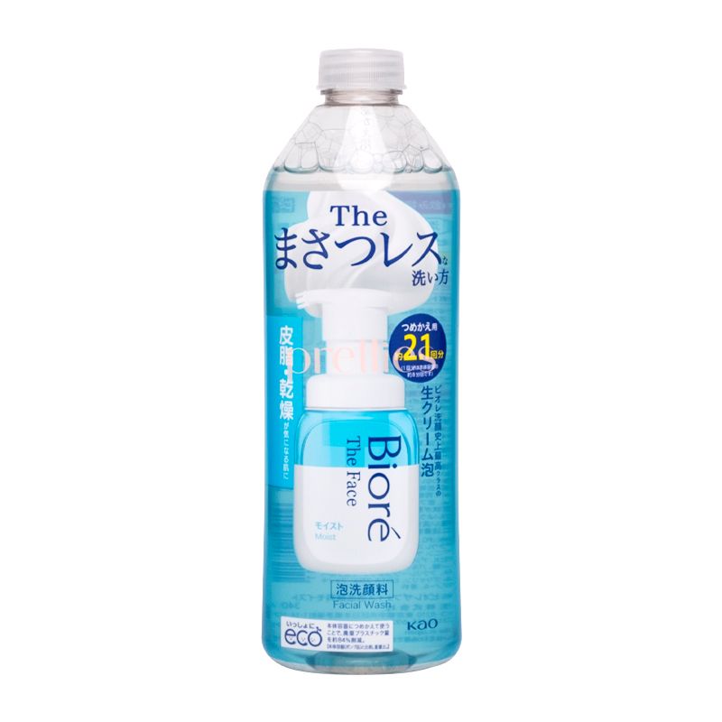 BIORE The Face Foaming Facial Wash (Moist) 340ml Refill - Hydrating Deep Cleanser for Dry Skin | Perfect for Morning & Night Skincare Routine
