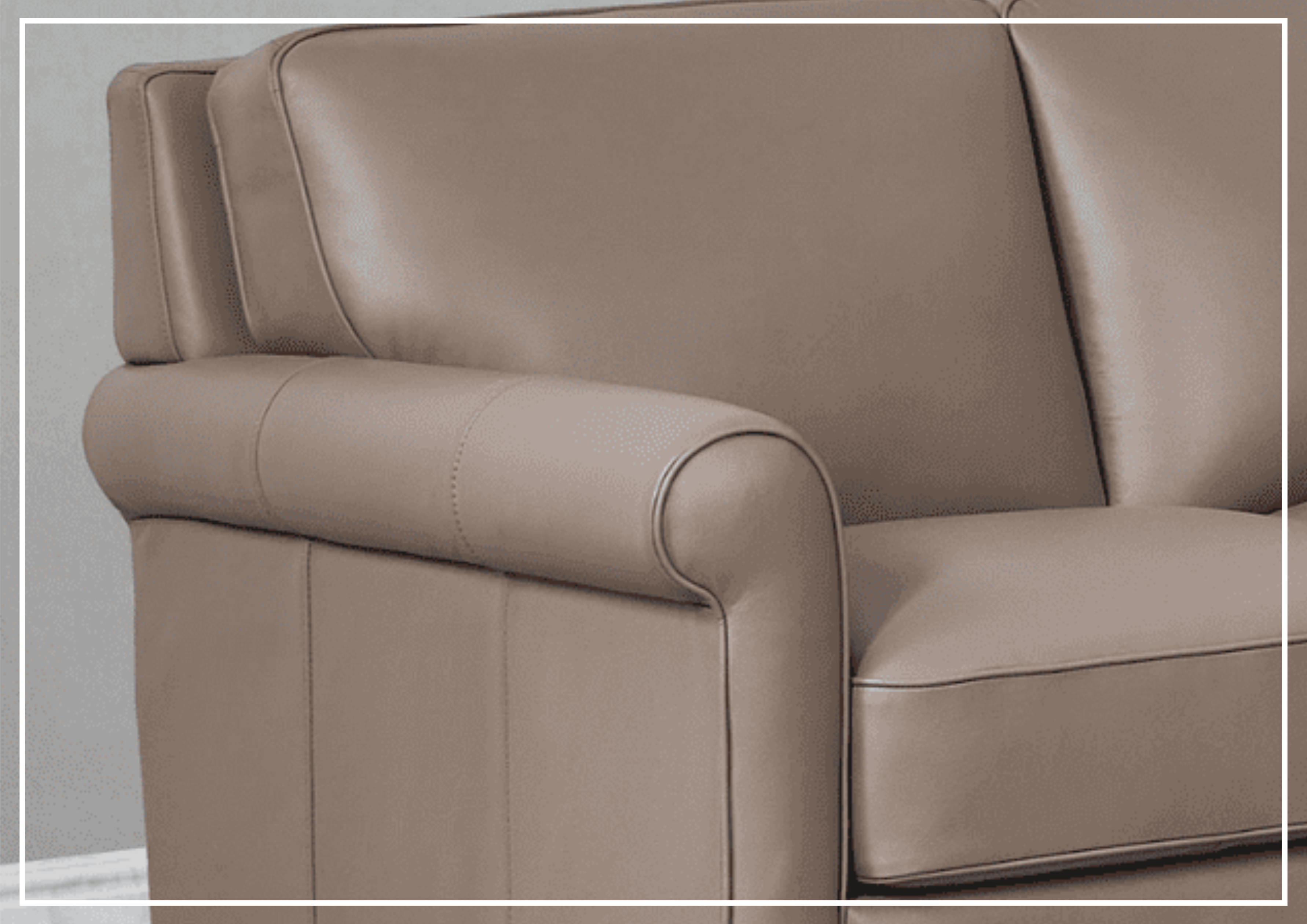 Premium Hydeline Laguna Taupe Brown Leather 3-Seater Sofa with Rolled Arms - Luxurious Living Room Furniture for Home & Office
