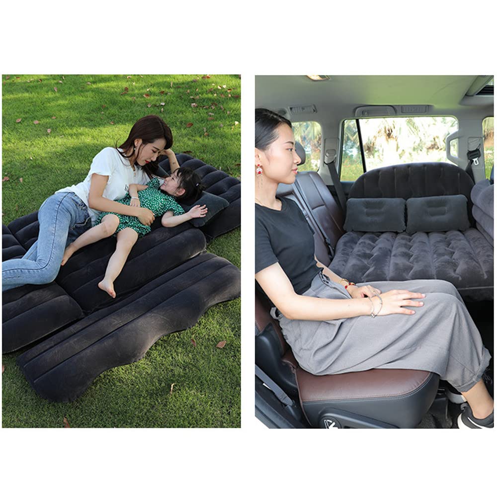Inflatable Car Air Mattress with Electric Pump - Portable Travel & Camping Bed for SUV, MPV, Home & Outdoor Use - Includes 2 Pillows (Grey) | Perfect for Road Trips, Camping & Guest Sleeping