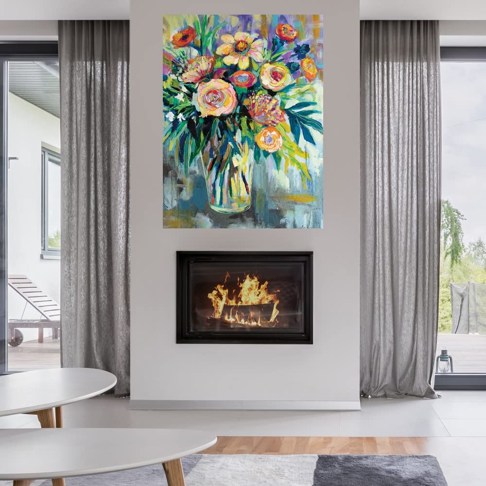 Summer Happiness Fine Art Canvas Wall Decor by Jeanette Vertentes - Ready to Hang 32x43 Inch Painting for Living Room, Bedroom, Bathroom & Office - Beach House Decor, Coastal Style Home Art, Gift for Art Lovers