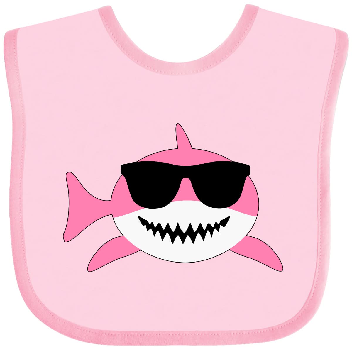 Inktastic Cute Pink Shark with Sunglasses Baby Bib - Soft & Absorbent Drool Bib for Infants & Toddlers - Perfect for Feeding, Teething & Everyday Use
