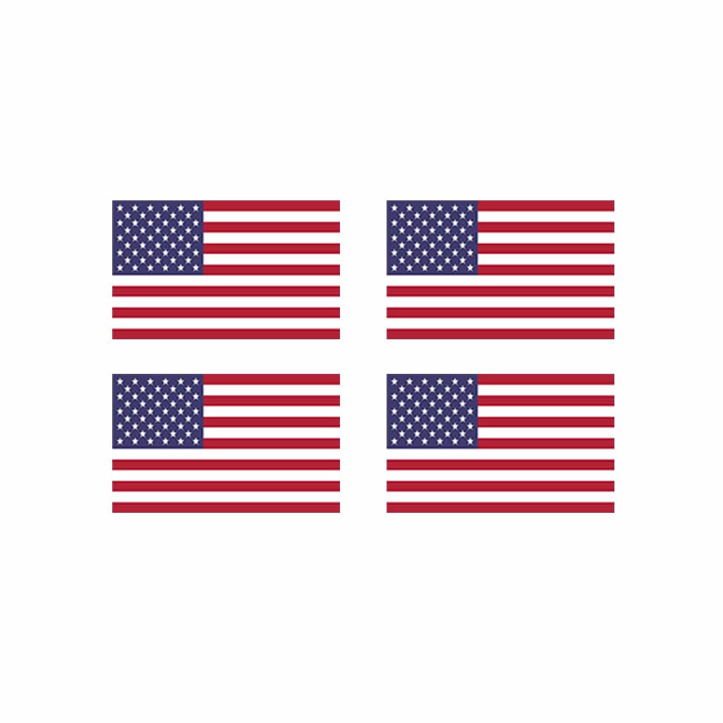 Set of 4 USA Flag Temporary Tattoos - Waterproof & Long Lasting (1 Week) - Patriotic American Flag Stickers for Independence Day, Sports Events & National Pride