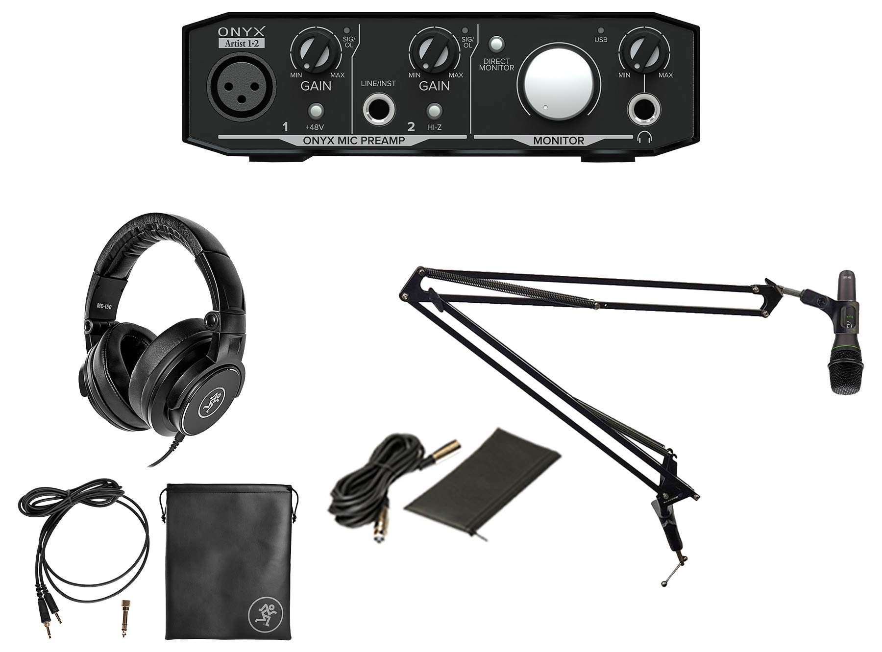 Mackie EM-89D Podcast Recording Kit - Professional USB Microphone, Adjustable Boom Arm & Studio Headphones for Solo Podcasters - Perfect for Home Studio, Streaming & Voice Recording