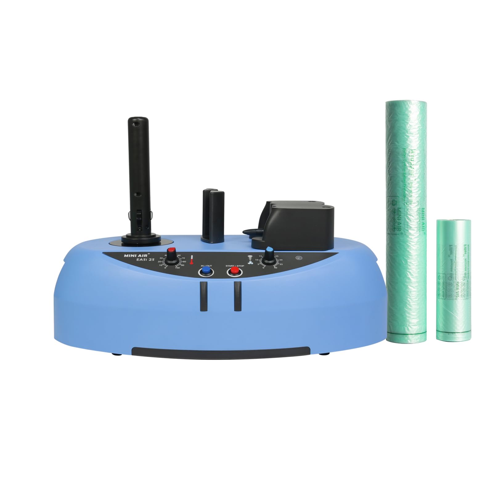 Mini Air Easi 2S Portable Air Pillow Maker Machine - Inflatable Packaging Cushion Wrapper with 2 Free 50m Test Film Rolls - Ideal for Ecommerce Shipping, Fragile Item Protection & Moving Box Padding